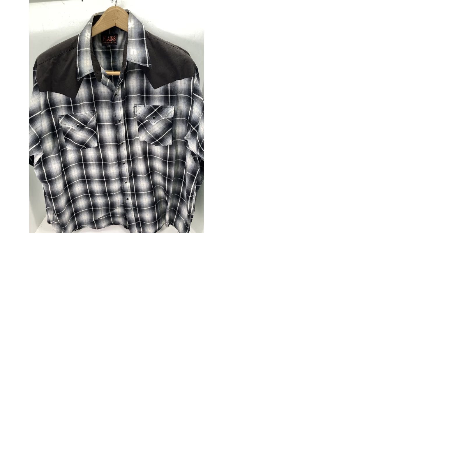 Vintage Plains Shirt Men XL Black White Plaid Long Sleeve Pearl Snap Rodeo Western Button-Up Size US XL / EU 56 / 4 - 9 Thumbnail