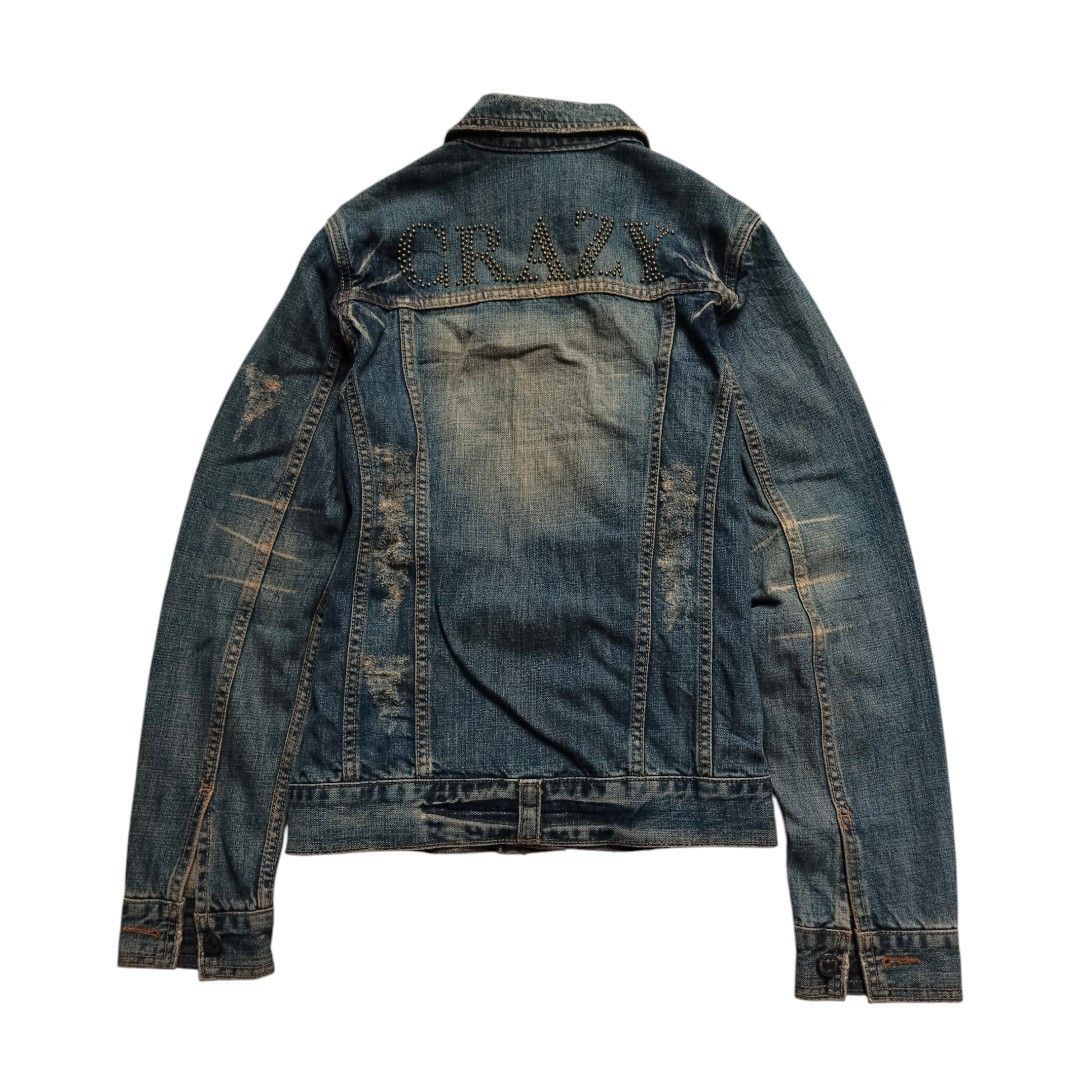 Le Grande Bleu (L.G.B.) Vanquish gambler "Crazy"mud wash Studded vkei denim jacket Size US S / EU 44-46 / 1 - 3 Thumbnail