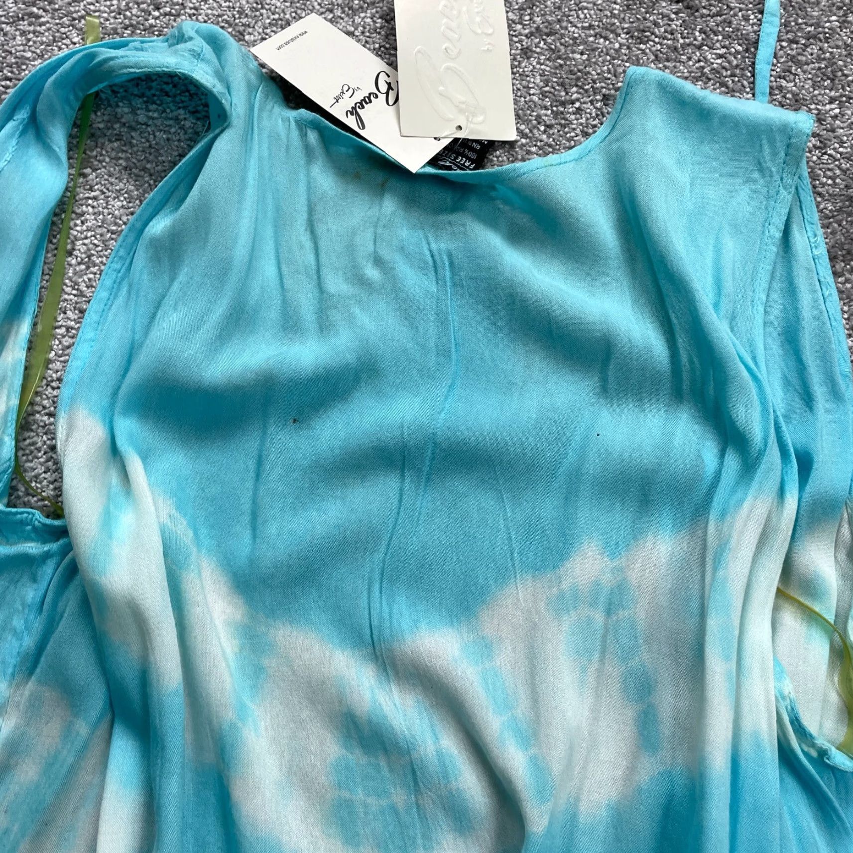 Vintage VINTAGE Exist Swimwear Beach Cover Up Womens One Size Tie Dye Tasseled Rayon Blue Summer Beachwear Size ONE SIZE - 4 Thumbnail