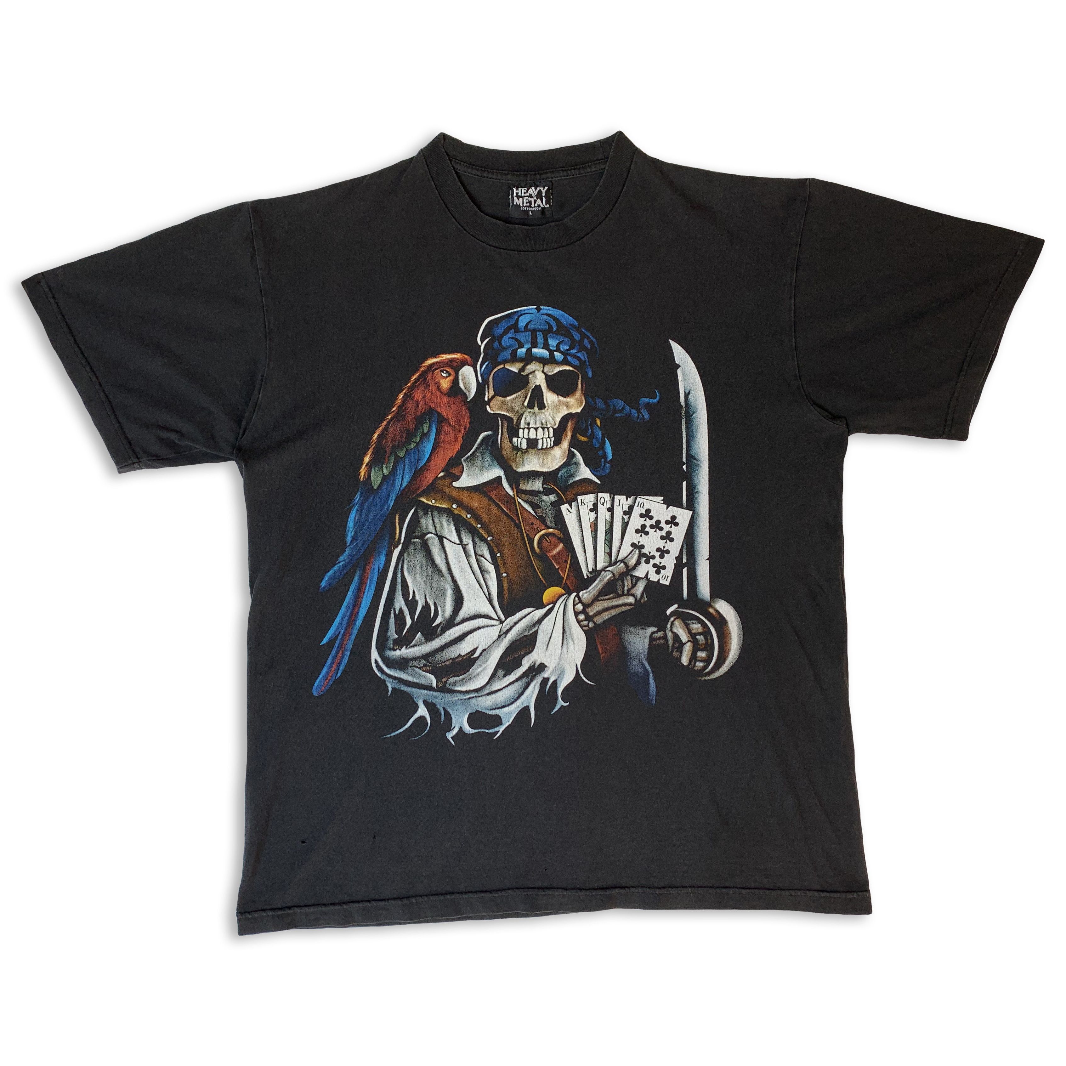 Vintage Vintage 90s HEAVY METAL t shirt Pirate Skeleton Y2K Retro Size US L / EU 52-54 / 3 - 2 Thumbnail