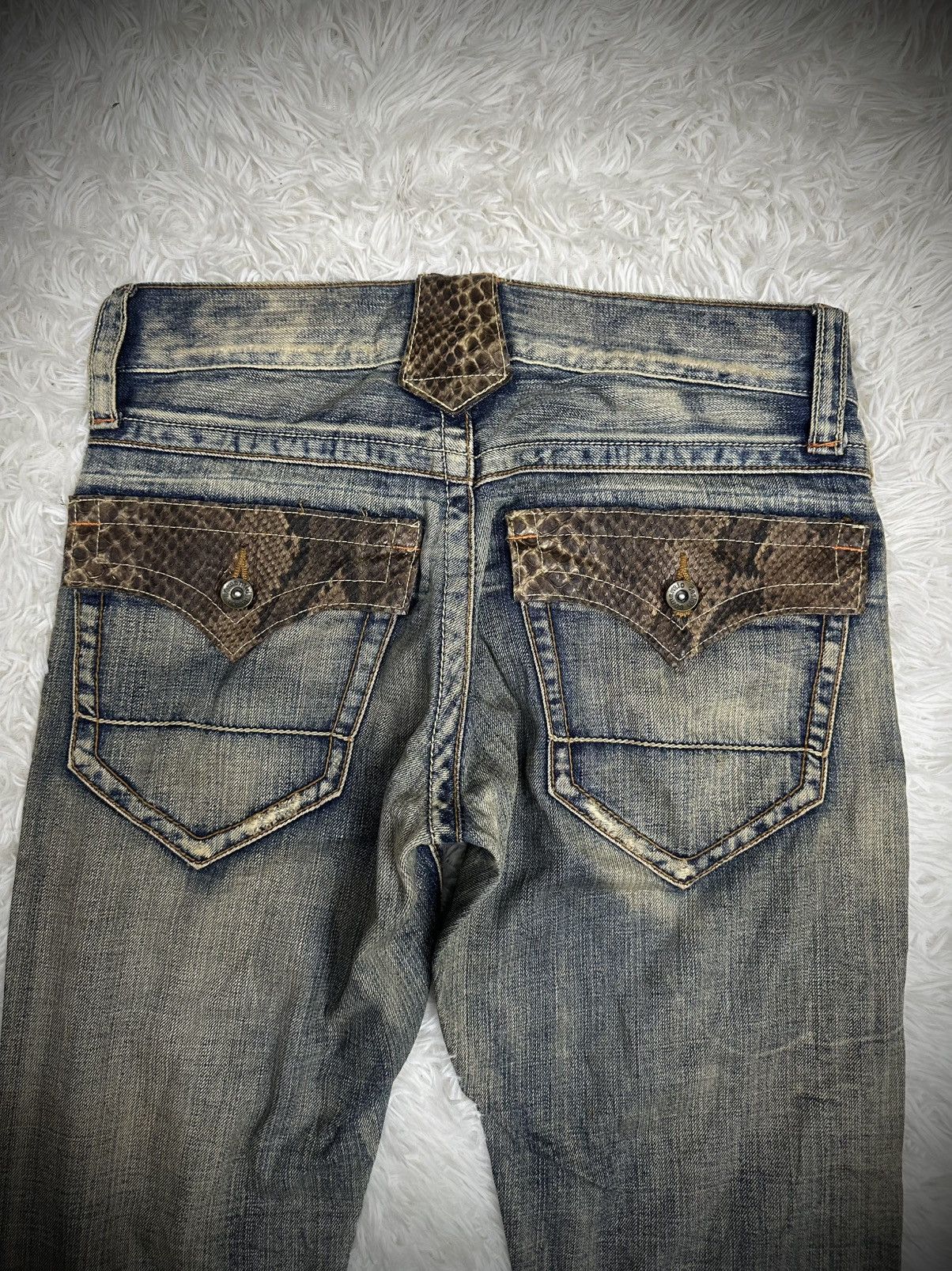 Japanese Brand rare 2000s SEMANTIC DESIGN python snake skin flare jeans Size US 31 - 8 Thumbnail
