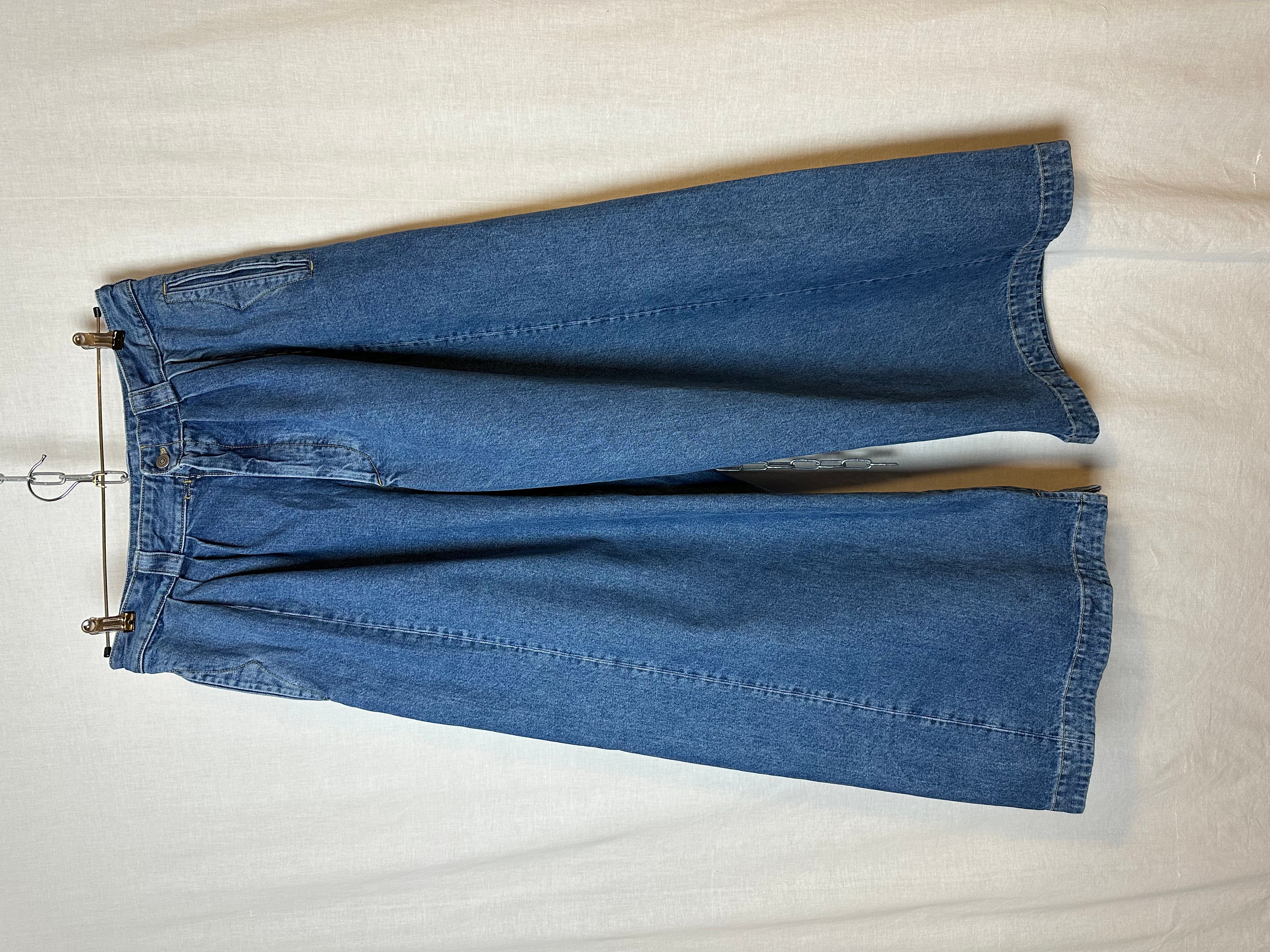 Pre-owned Maison Margiela Ultra Wide Leg Pleated Jeans In Washed Blue