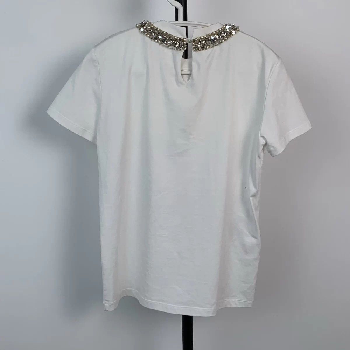 Miu Miu MIU MIU Crystal Short-Sleeve Shirt XS White Size XS / US 0-2 / IT 36-38 - 2 Thumbnail