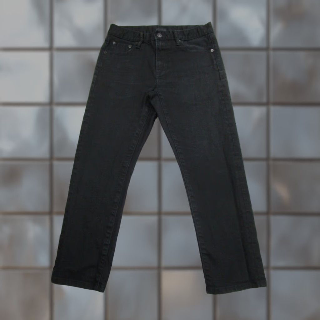 Uniqlo Mens Slim Straight Mid-Rise Selvedge Denim Jeans Black 30x26