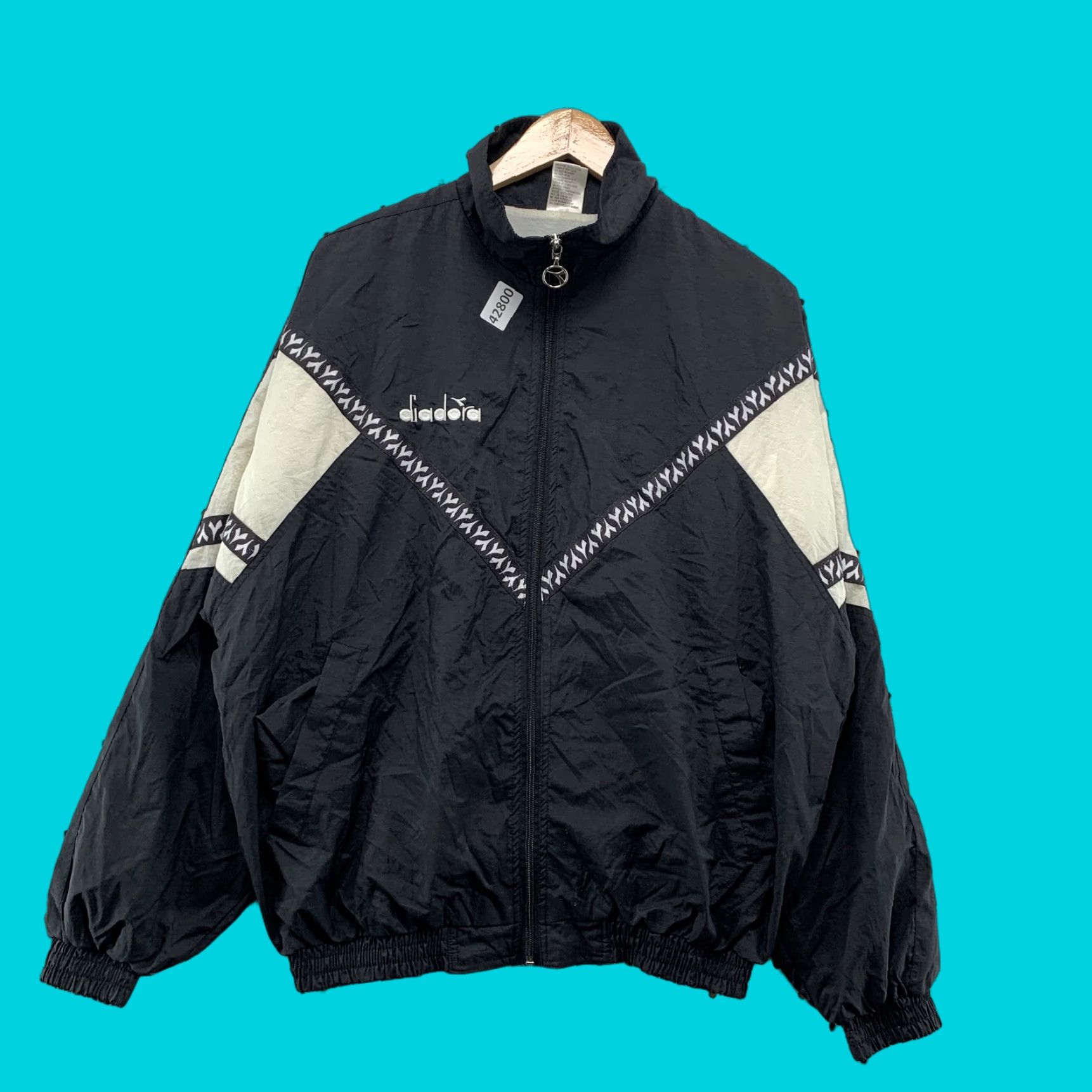 Diadora VINTAGE Diadora Shell Windbreaker Jacket Womens Large Black Size L / US 10 / IT 46 - 1 Thumbnail