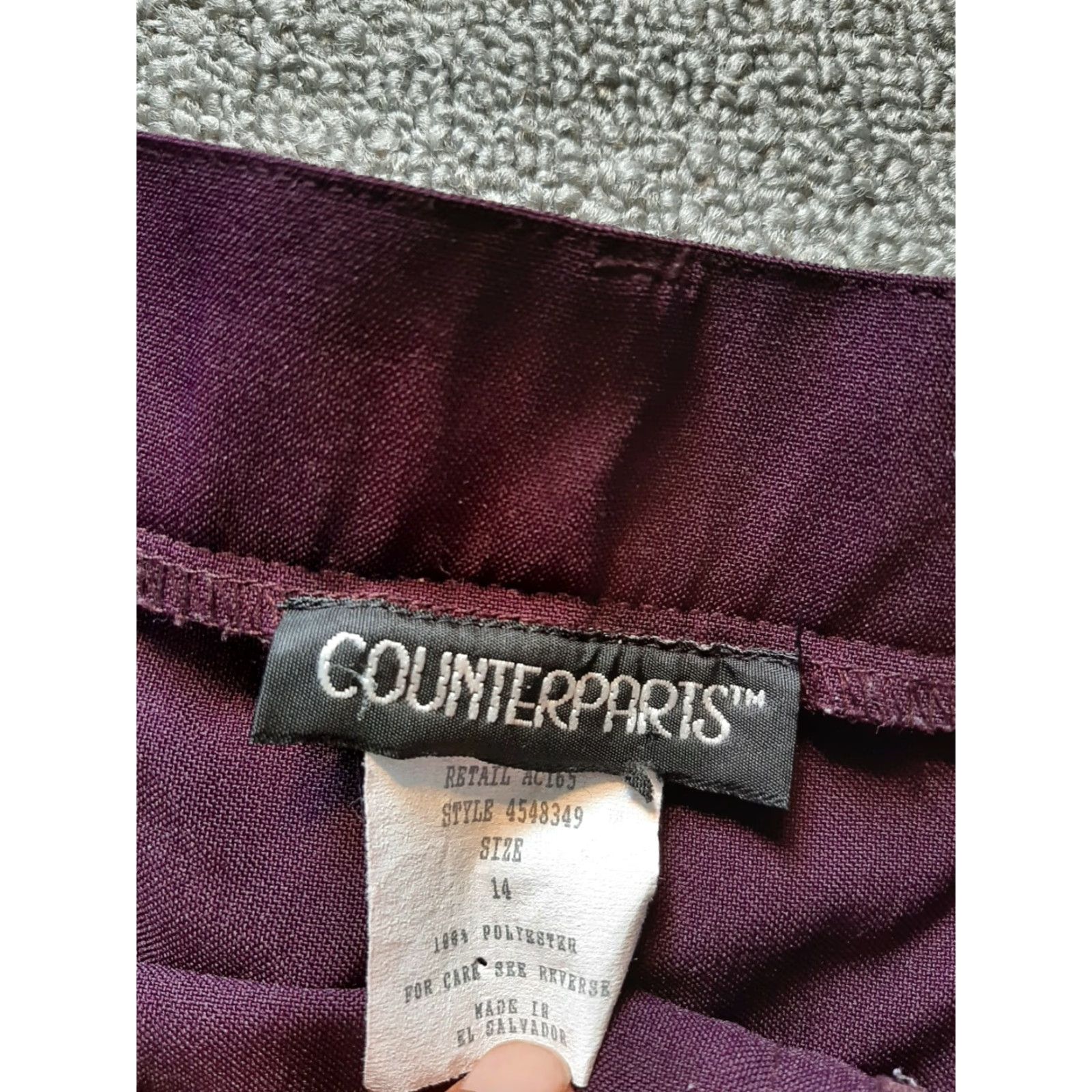 Vintage Counterparts Women's Pants size 14 Purple Polyester Dress Pants Regular Zip Casual Workwear Size 36" / US 14 / IT 50 - 4 Thumbnail