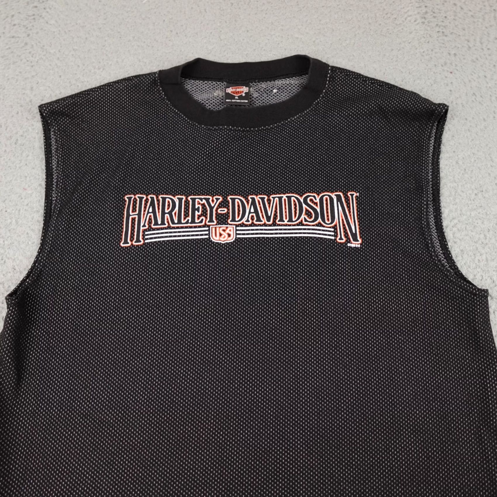 Harley Davidson VINTAGE Harley-Davidson Jersey Mens XL Black Sleeveless Y2K Grunge Bike Size US XL / EU 56 / 4 - 4 Thumbnail