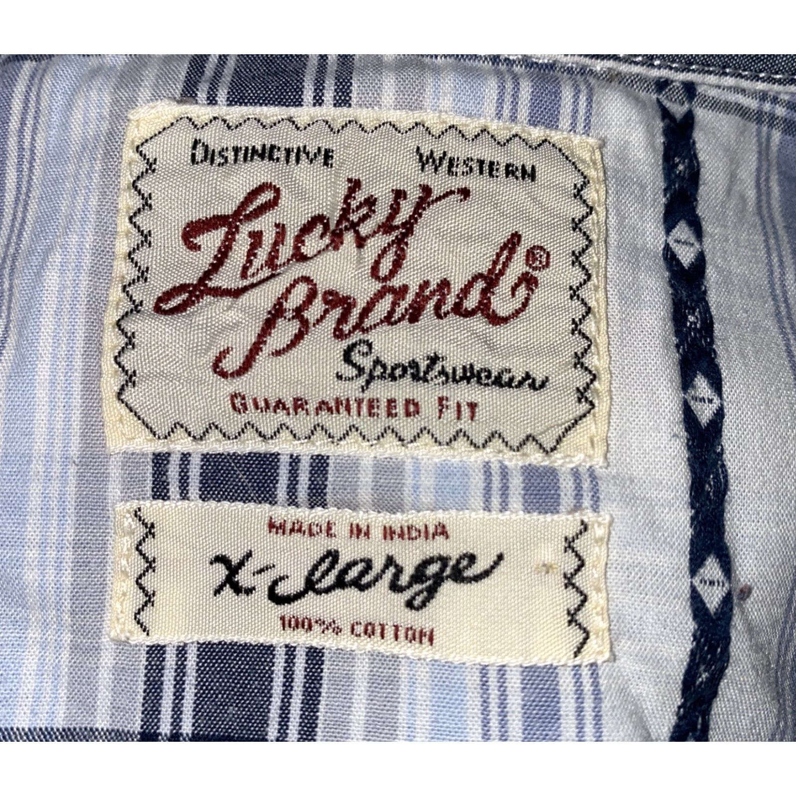 Lucky Brand Lucky Brand Sportswear Shirt XL Blue/Gray Plaid Snap Button Short Sleeve Men Regular Button-Up Size US XL / EU 56 / 4 - 6 Thumbnail
