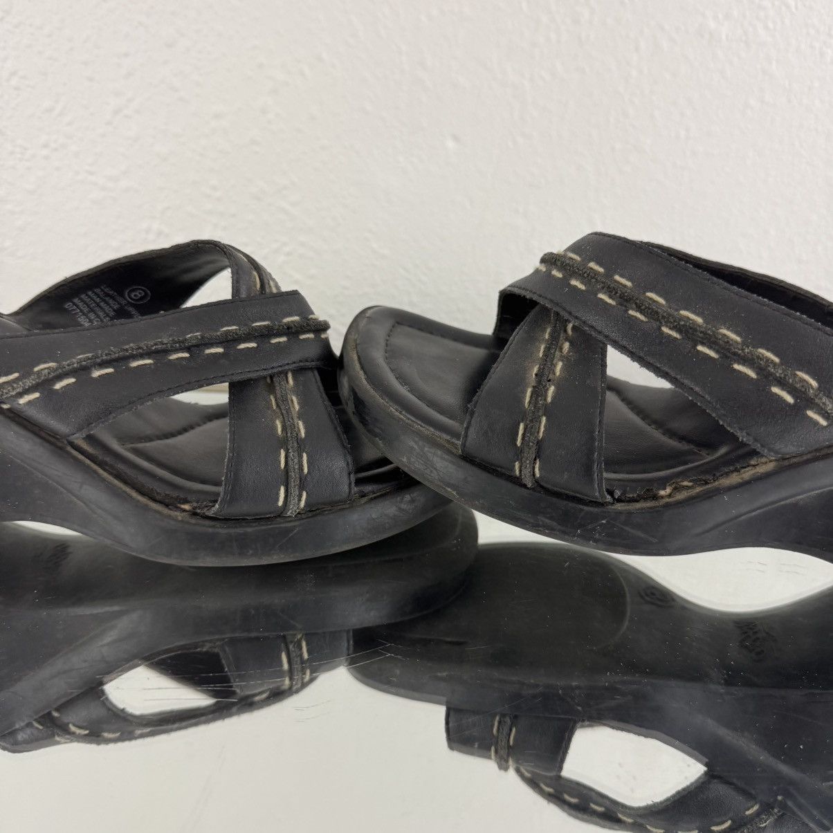 Vintage MOSSIMO Vintage Y2K Black Leather Chunky Platform Sandals Size US 8 / IT 38 - 12 Thumbnail