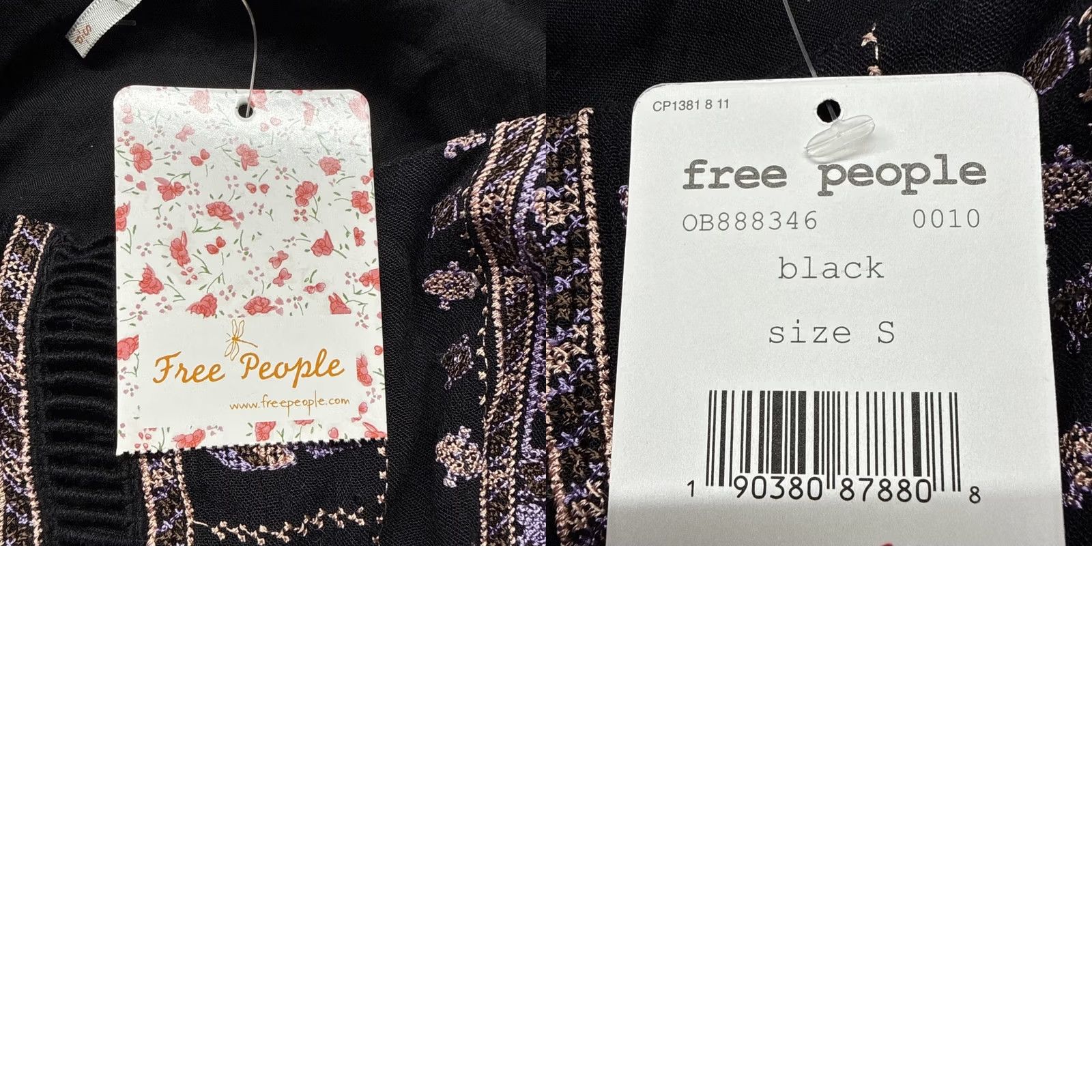 Free People Free People Dress Boho Mini Black Open Back Embroidered Rayon S Small NWT OB888346 Women Party/Cocktail Bohemian Open Back Dress Size S / US 4 / IT 40 - 8 Thumbnail
