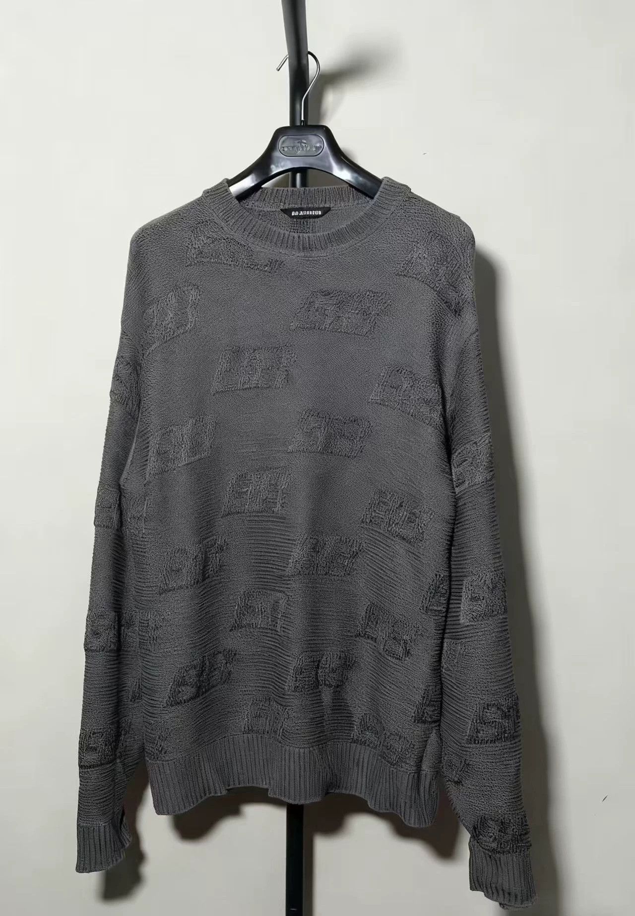 Balenciaga new grey jacquard knit logo sweater