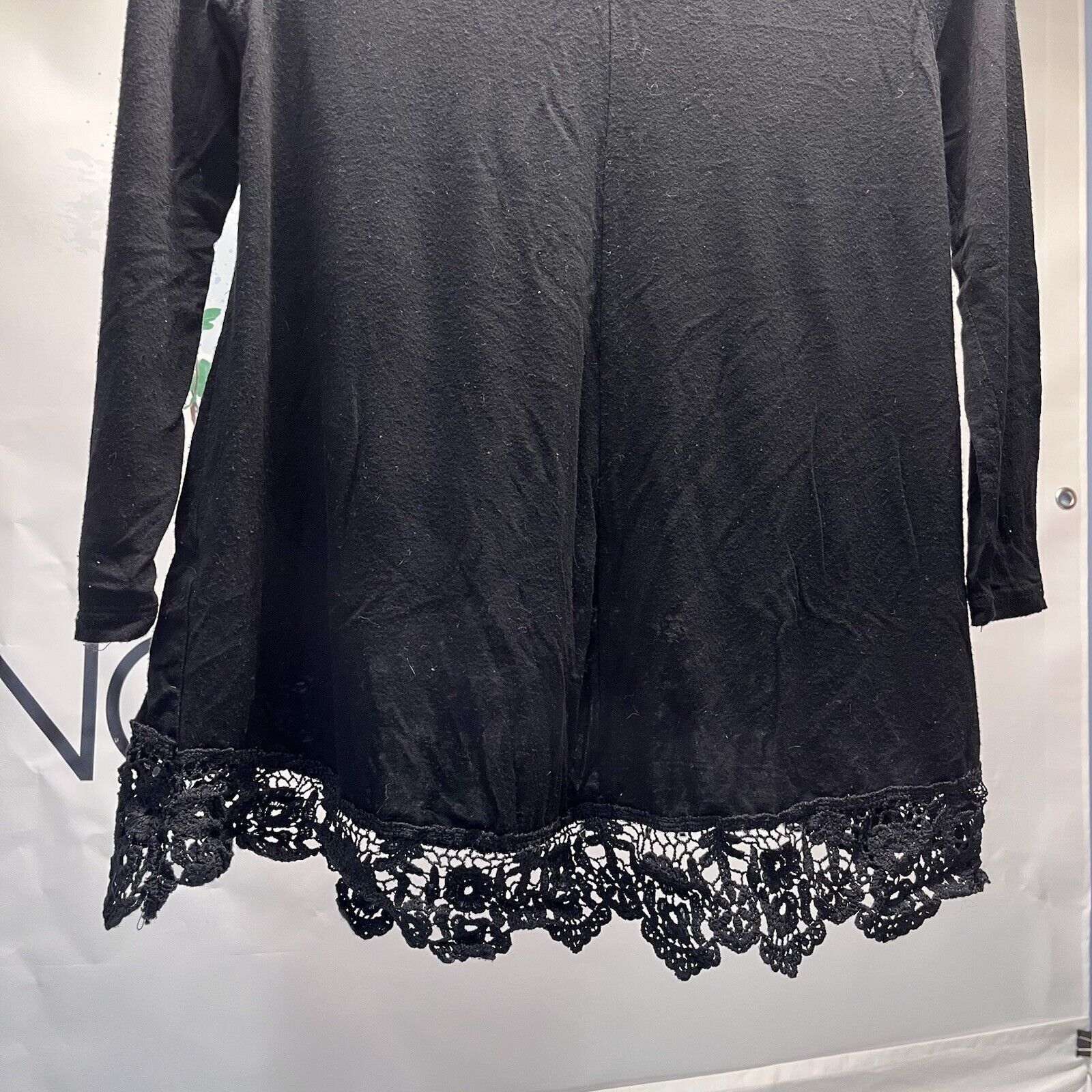 Other Youth Black Crochet Lace Trim Long Sleeve Tunic Girls Size XL / US 12-14 / IT 48-50 - 4 Thumbnail