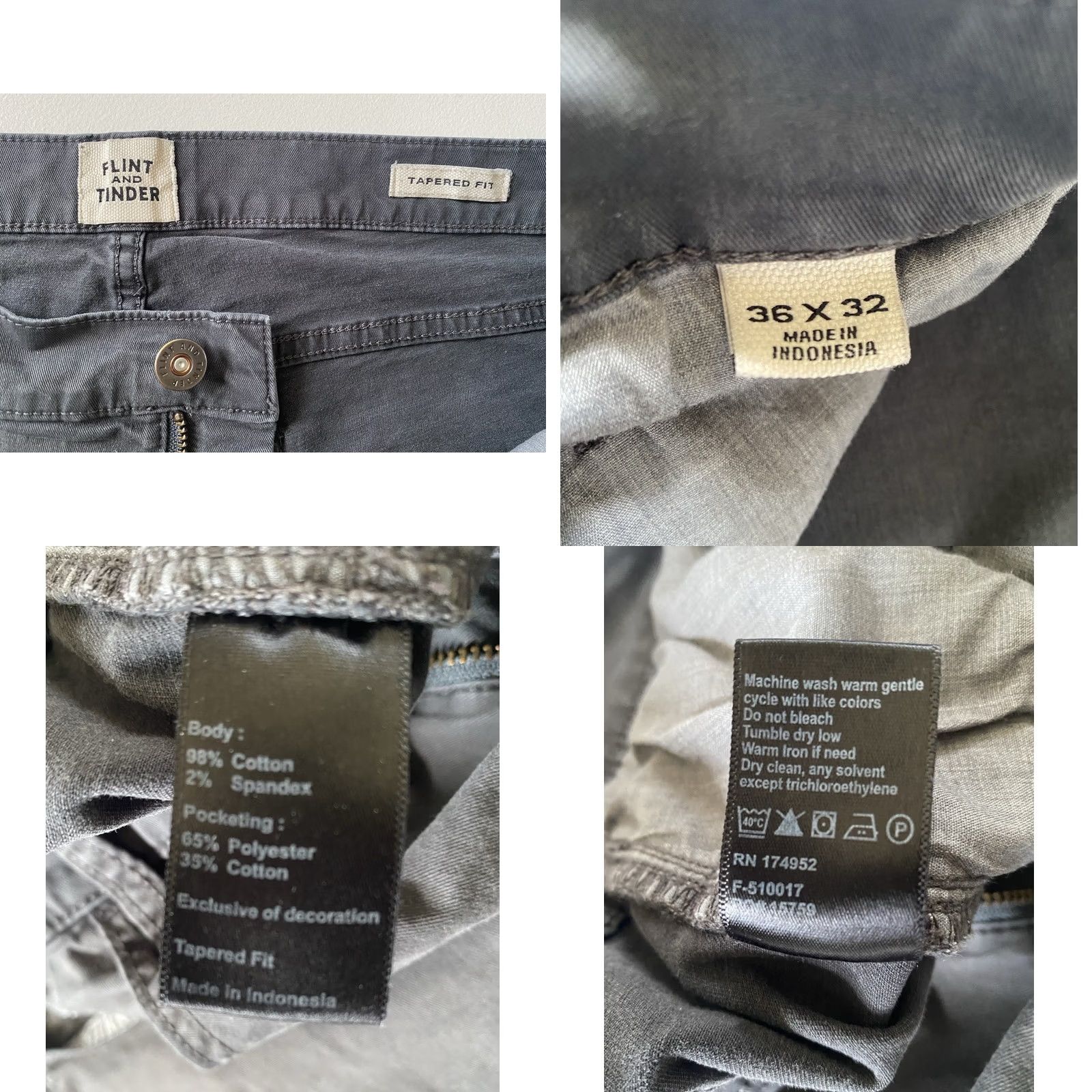 Flint And Tinder Flint and Tinder Men's Pants Chino Flat Front 5-Pocket 36x32 Gray Slim/Classic Casual City Preppy Mens Size US 36 / EU 52 - 8 Thumbnail