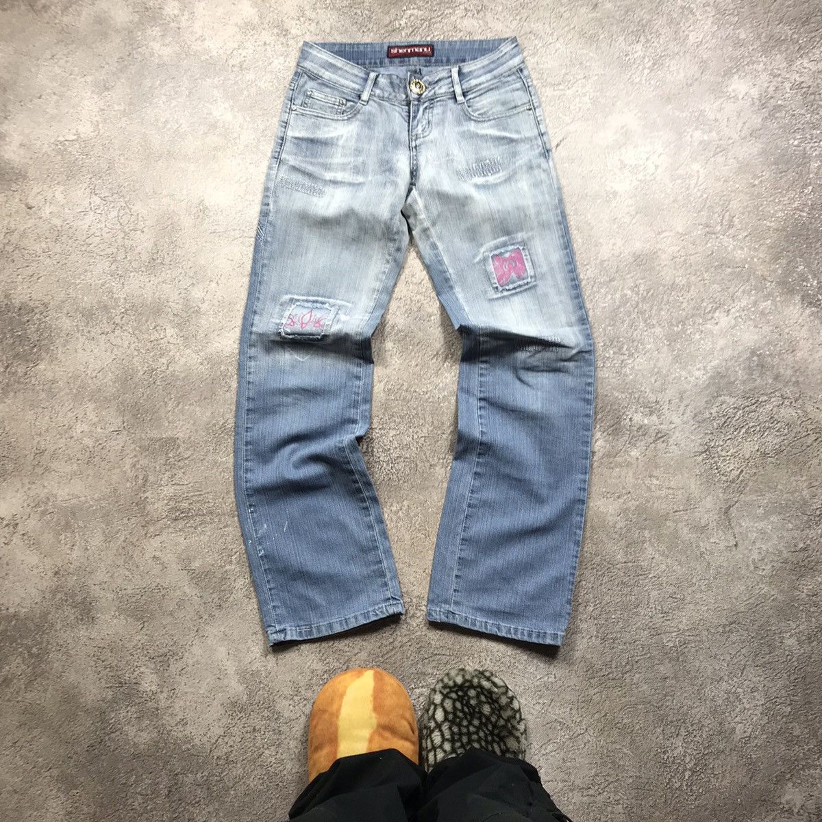 Vintage Vintage 90s Distressed Baggy Wide Leg Jeans Grunge Y2K 25 Size 25" / US 0 / IT 36 - 2 Thumbnail