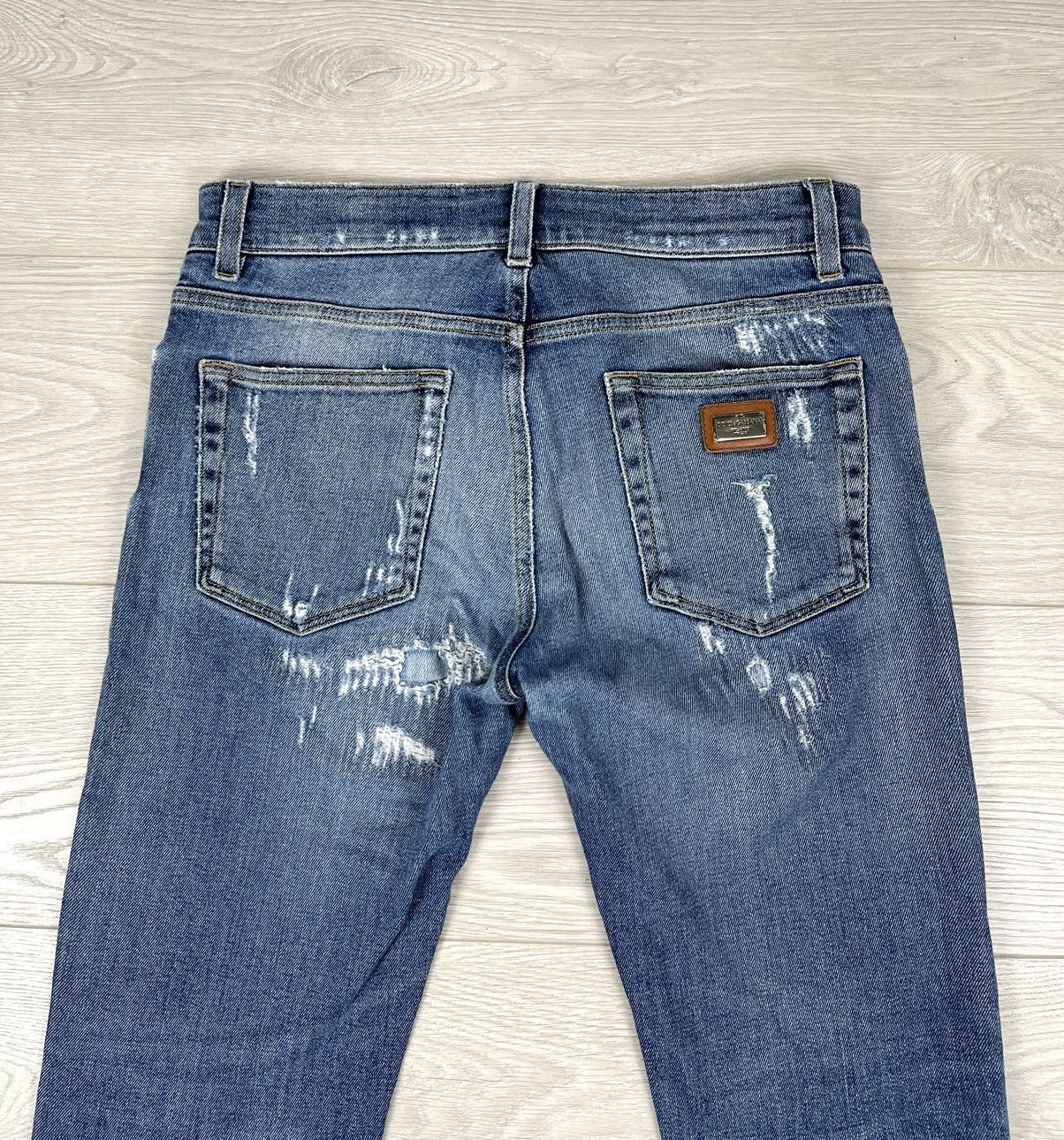 Dolce & Gabbana Dolce & Gabbana Distressed Slim Fit Blue Washed Denim Pants Size US 30 / EU 46 - 16 Thumbnail