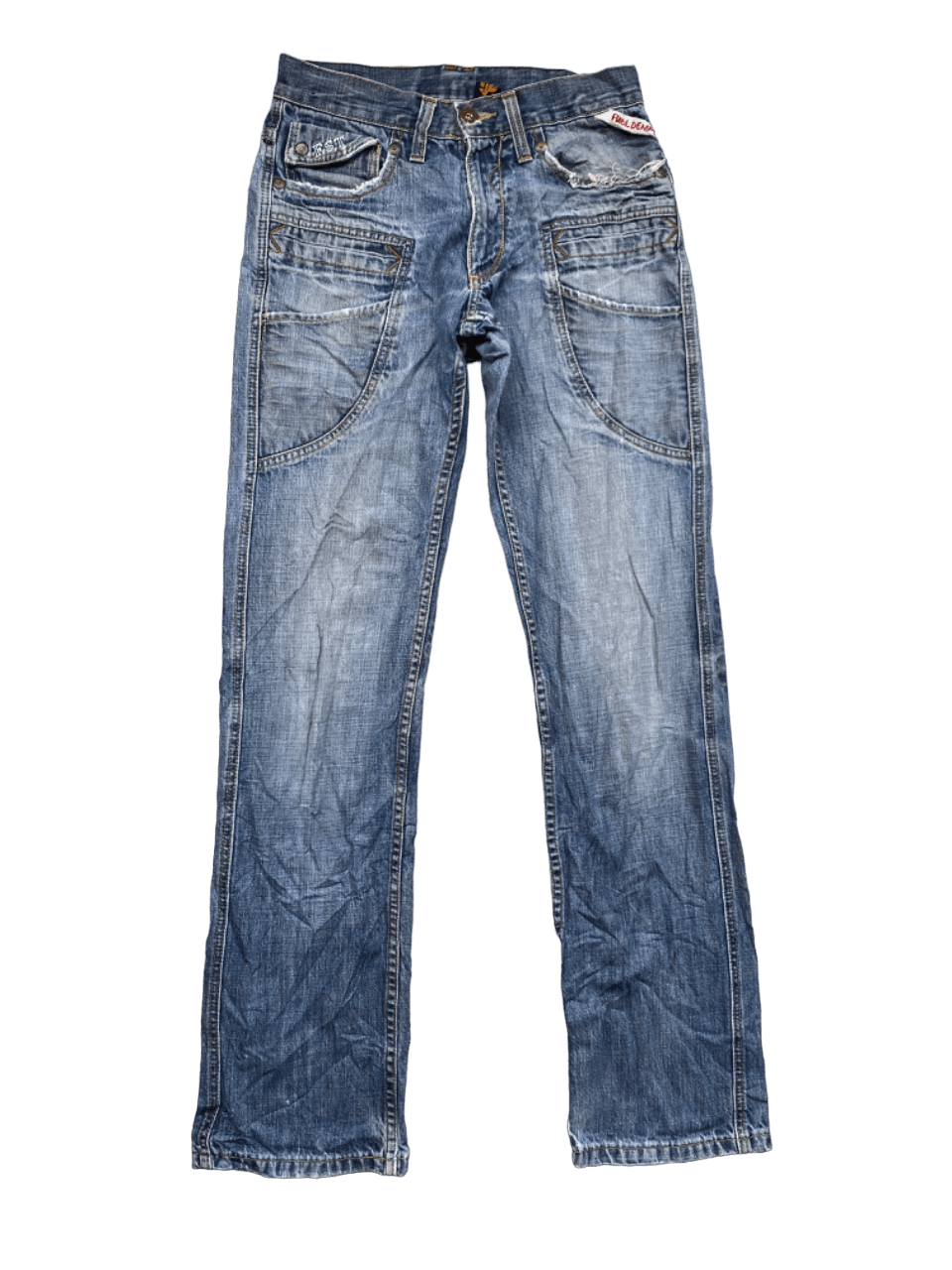 Distressed Full Denim Multipocket Bush Pants Cargo Jeans