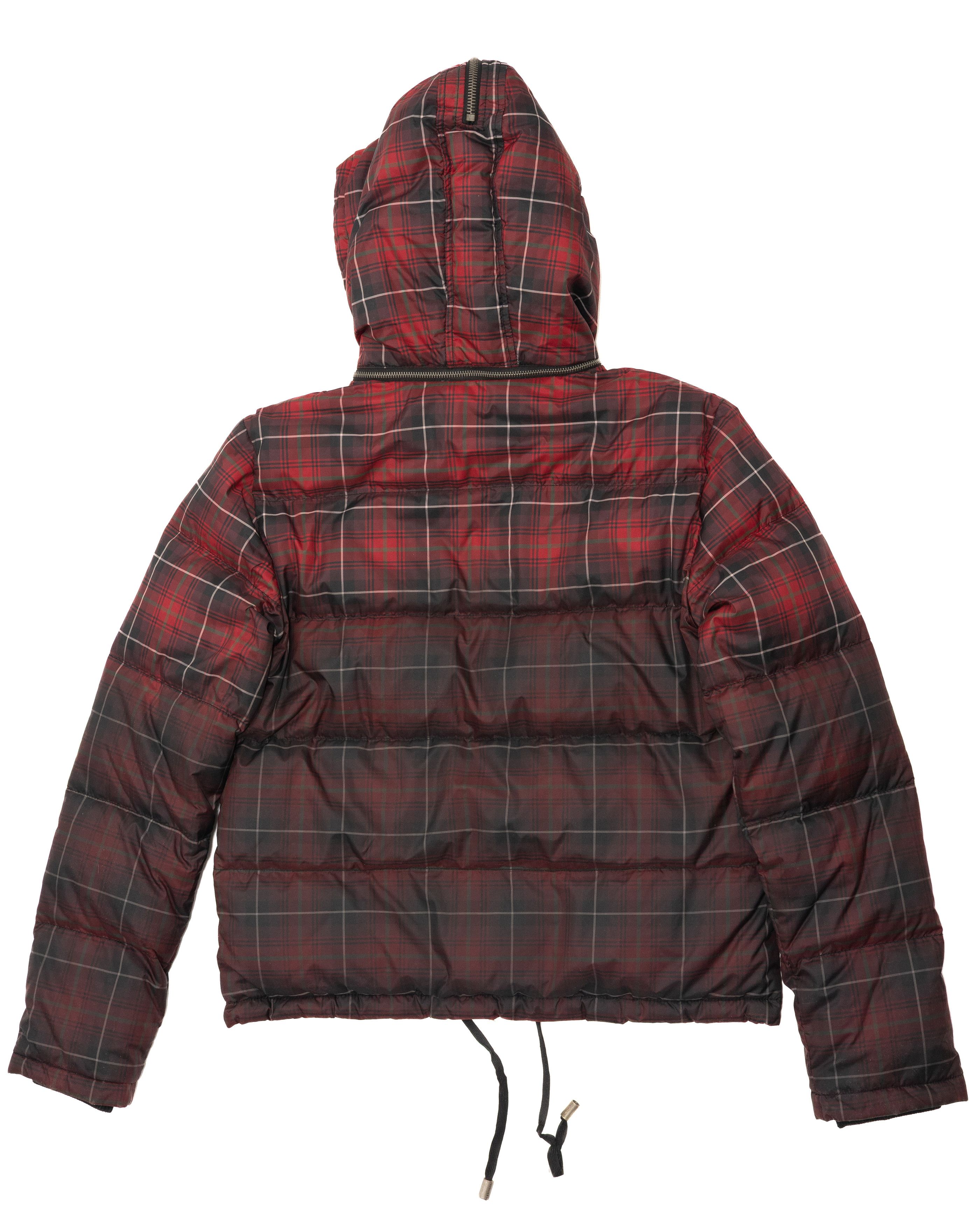 John Galliano GALLIANO 2000s Plaid Checkered Red & Dark Down Puffer Jacket Size US M / EU 48-50 / 2 - 3 Thumbnail