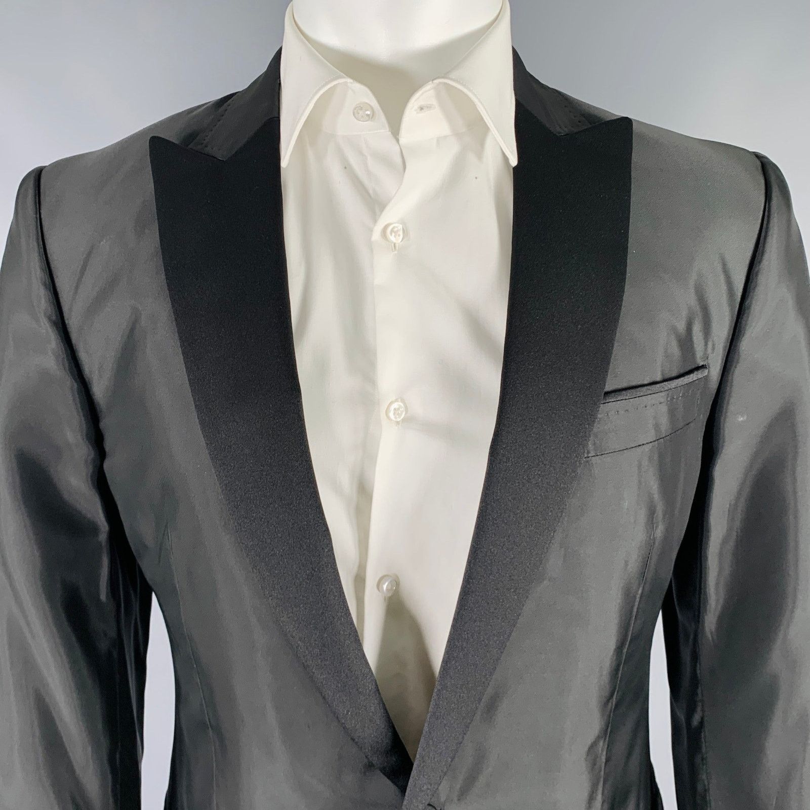 Versace VERSACE COLLECTION Black Acetate Blend Peak Lapel Sport Coat Size 40R - 2 Thumbnail