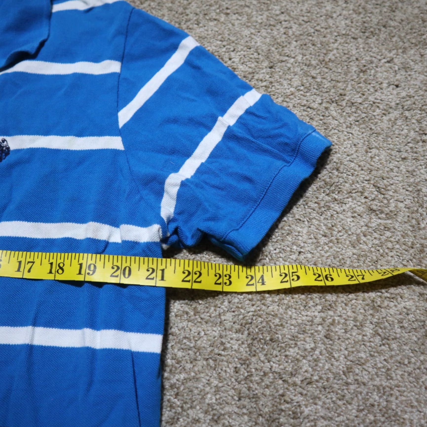 Vintage US Polo Assn Polo Shirt Men Large BLUE Striped Short Sleeve Polo Shirt 100% Cotton Size US L / EU 52-54 / 3 - 5 Thumbnail