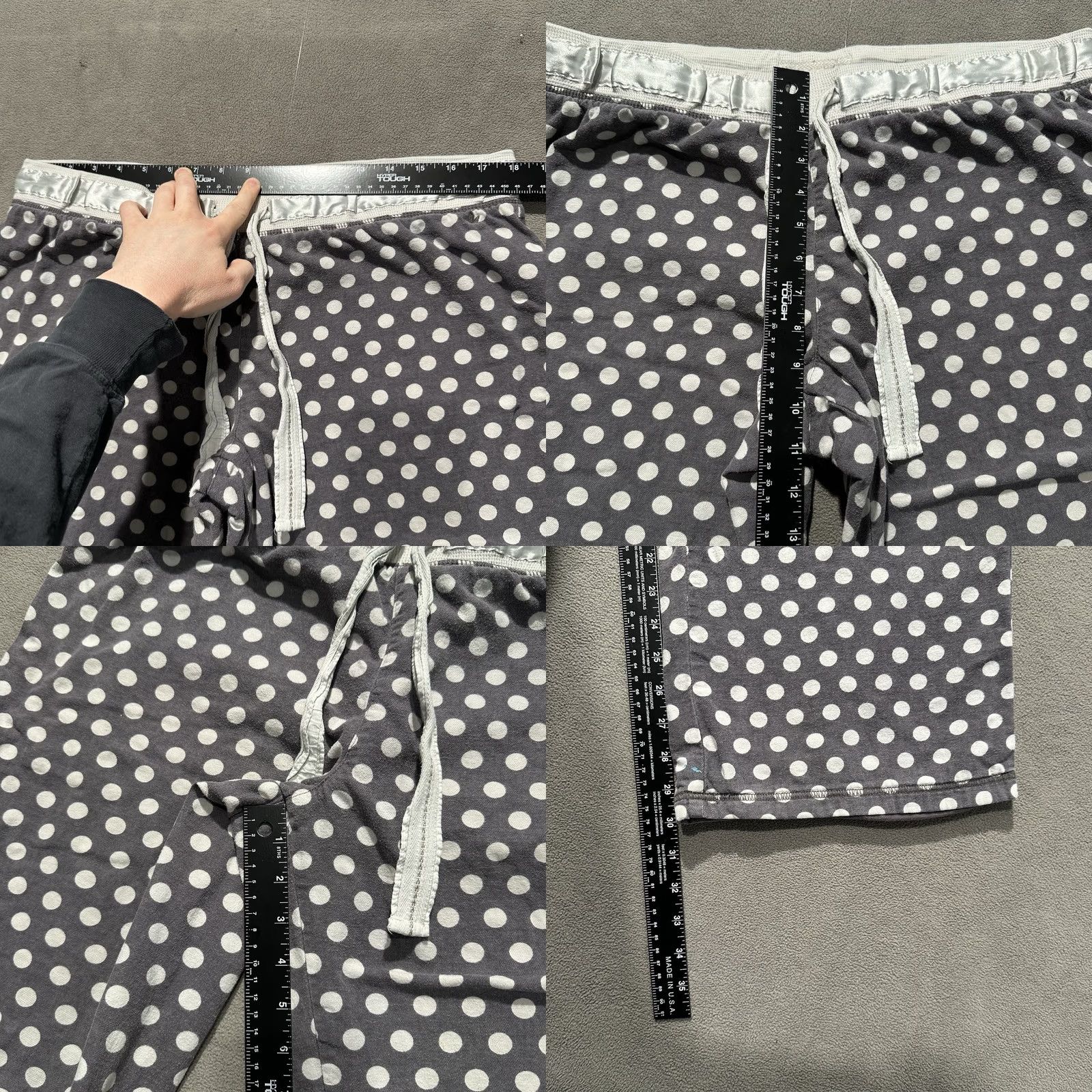 Vintage Aerie Pants Womens Large Gray Polka Dot Print Wide-Leg Straight Heavy Lined Y2K Size 32" / US 10 / IT 46 - 8 Thumbnail
