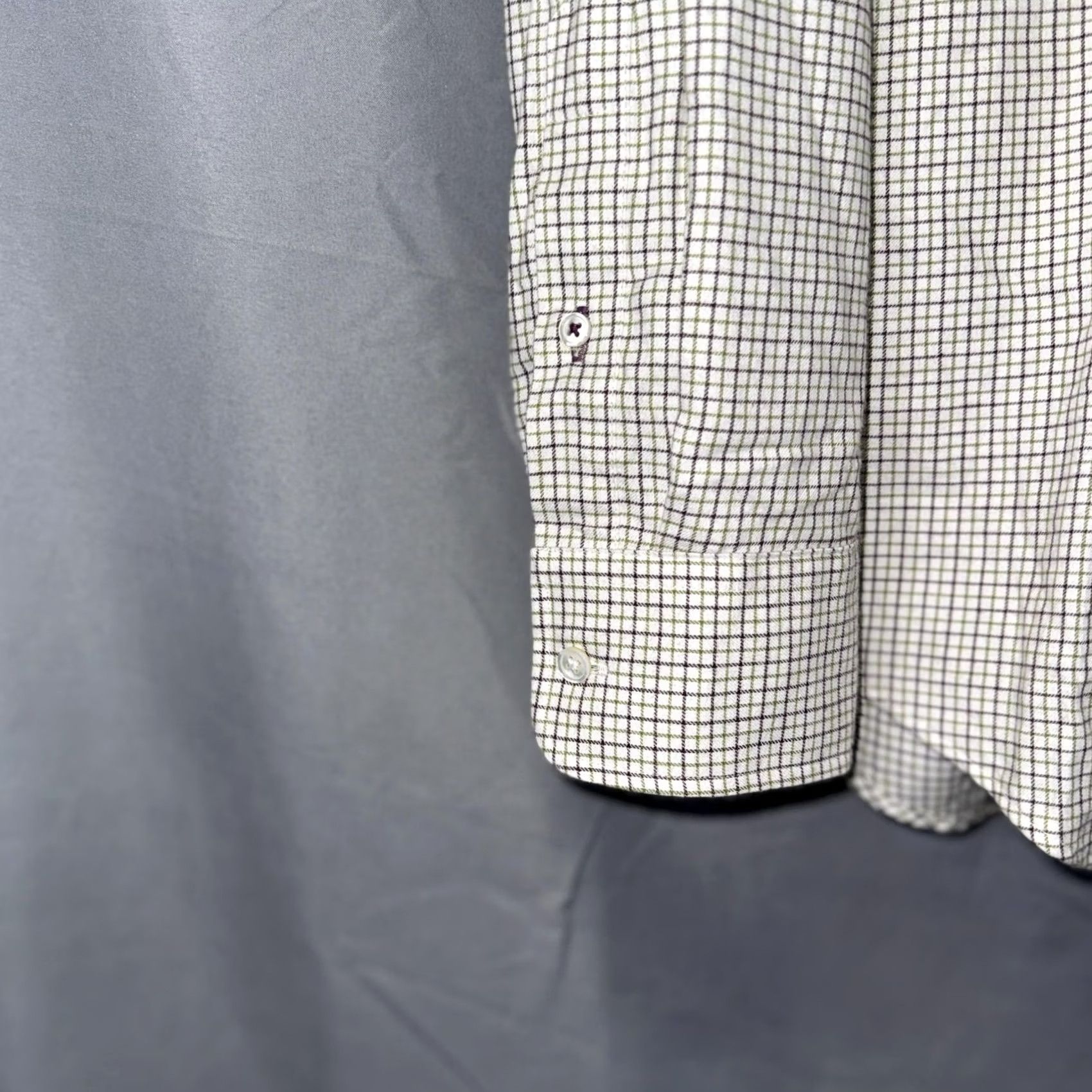 J.McLaughlin J. McLaughlin Shirt Mens Medium White Green Check Button-Down Cotton Casual Size US M / EU 48-50 / 2 - 4 Thumbnail