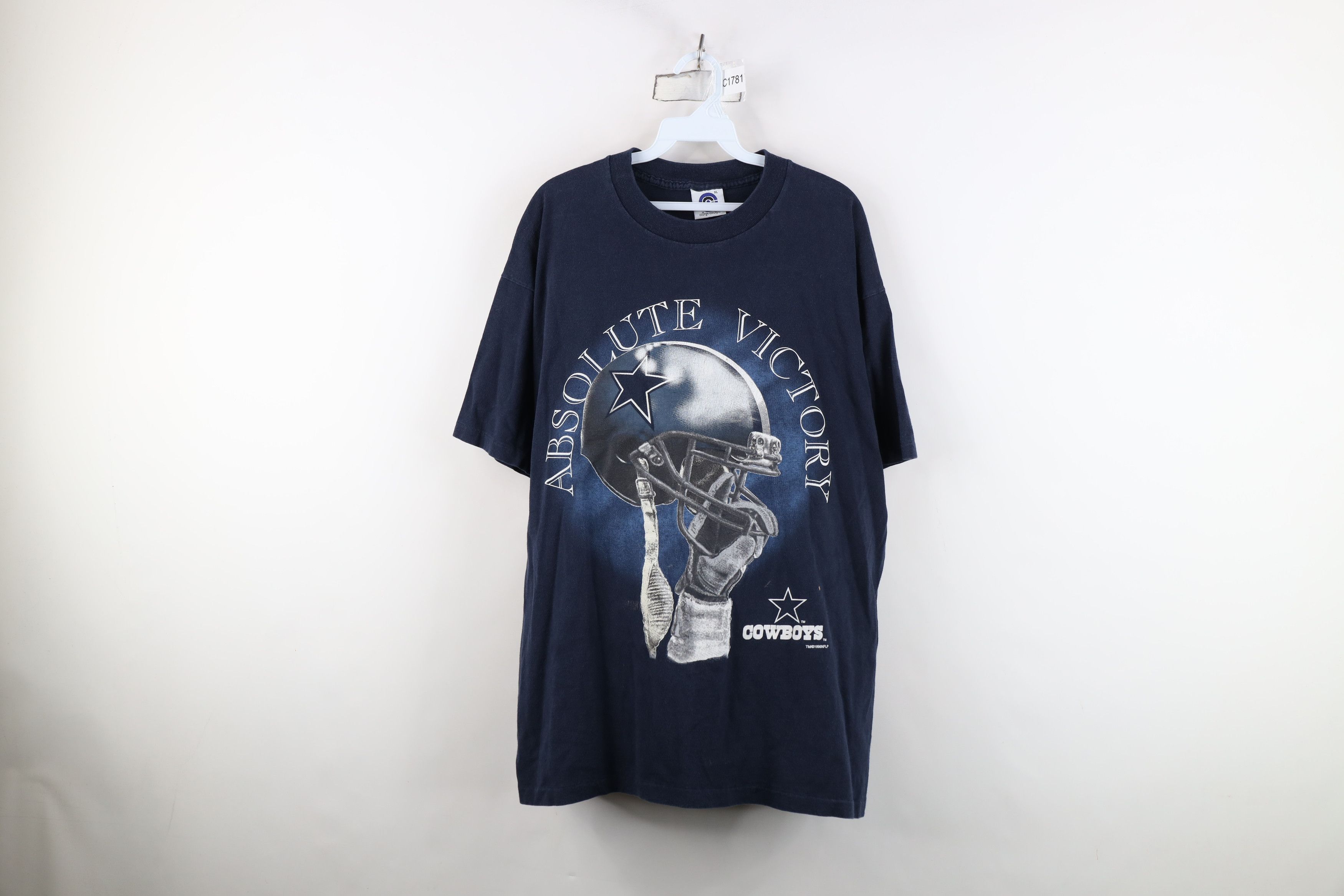 Vintage Vintage 90s Dallas Cowboys Football Helmet T-Shirt Blue USA Size US XL / EU 56 / 4 - 1 Thumbnail