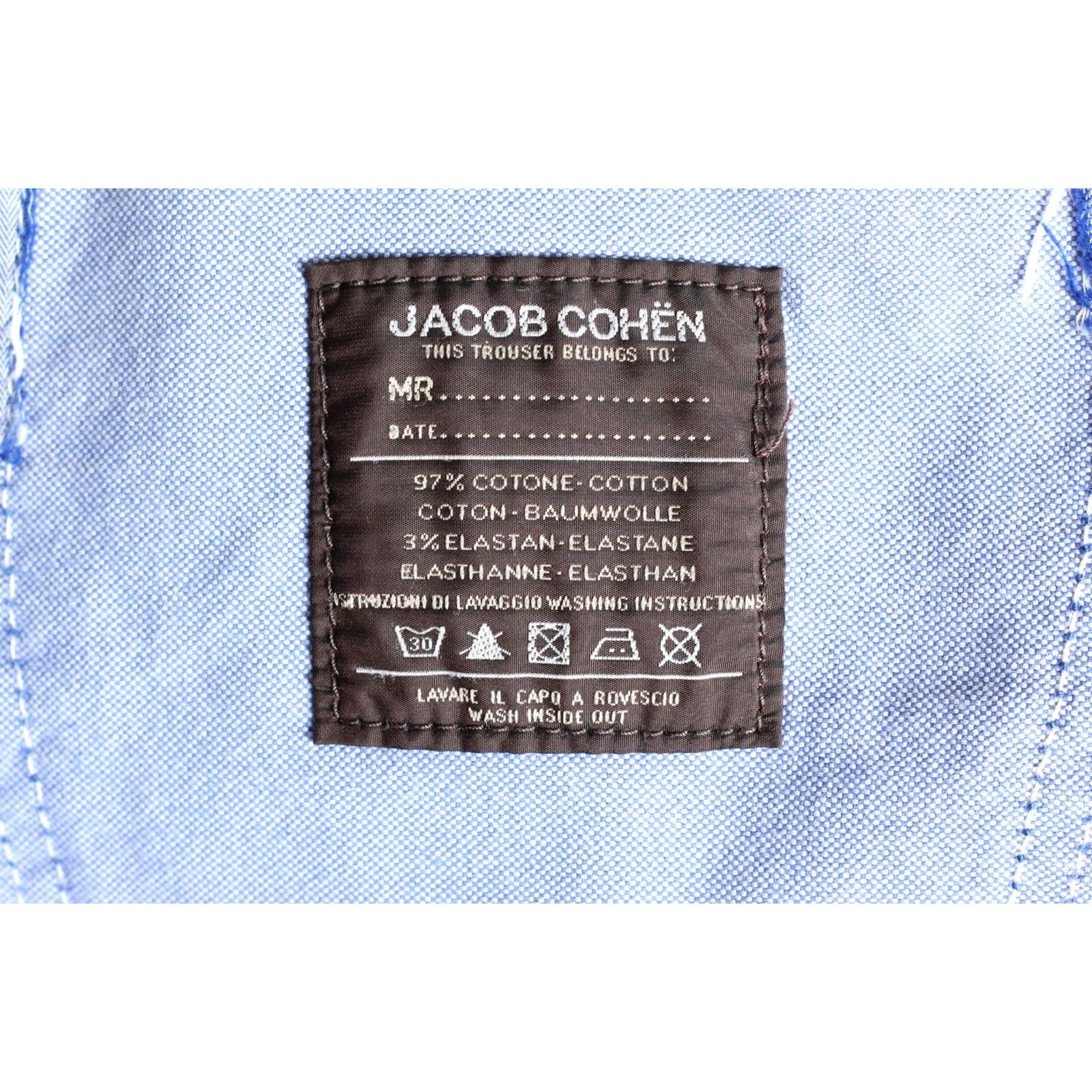 Jacob Cohen JACOB COHEN J620 Comfort Stretch Trousers Men 34x28 Blue Casual Slim Pockets Logo DZ4487 Size US 34 / EU 50 - 7 Thumbnail