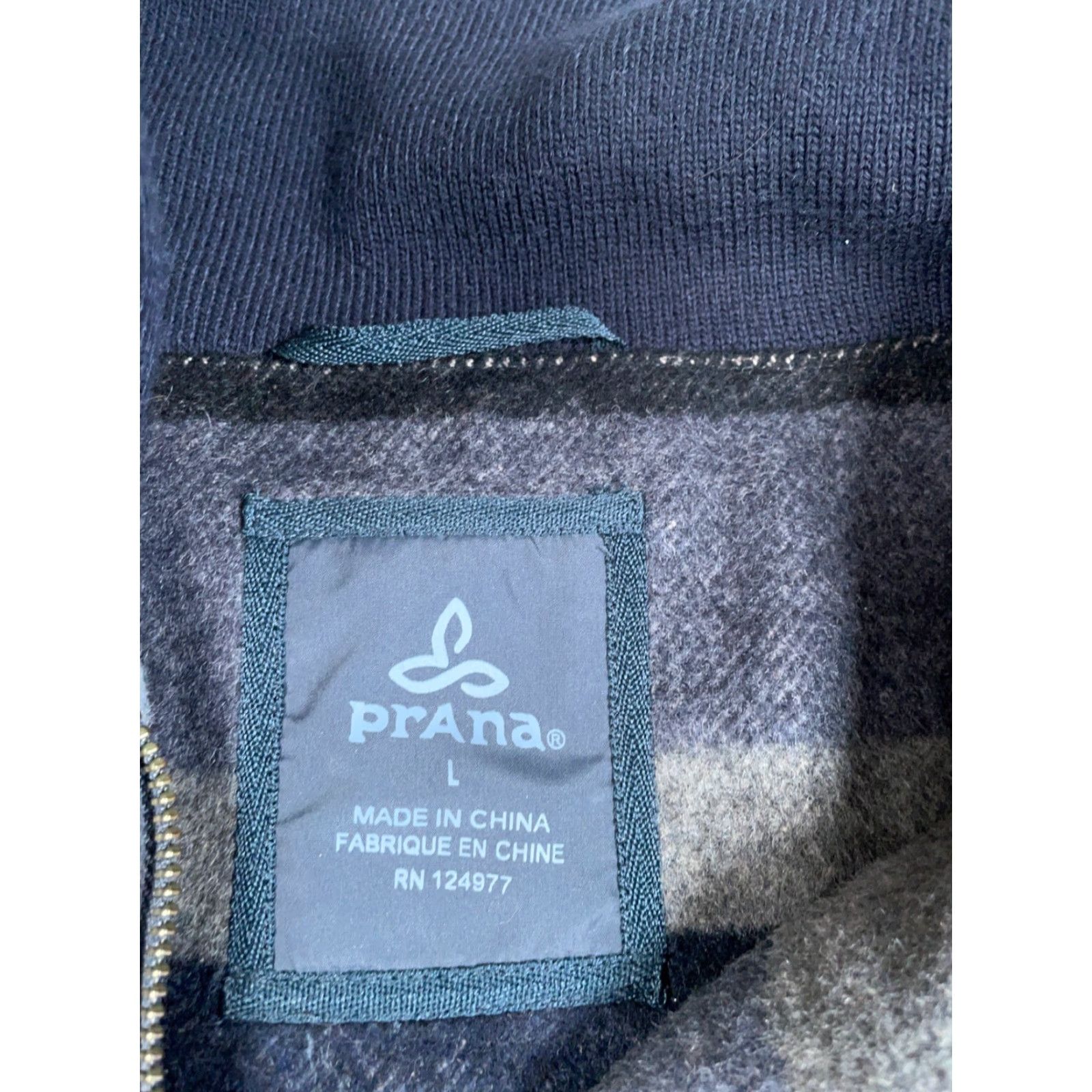 Prana prAna Jacket Women Large Gray Olive Green Striped Zip Front Insulated Wool-Blend Pockets Size L / US 10 / IT 46 - 3 Thumbnail