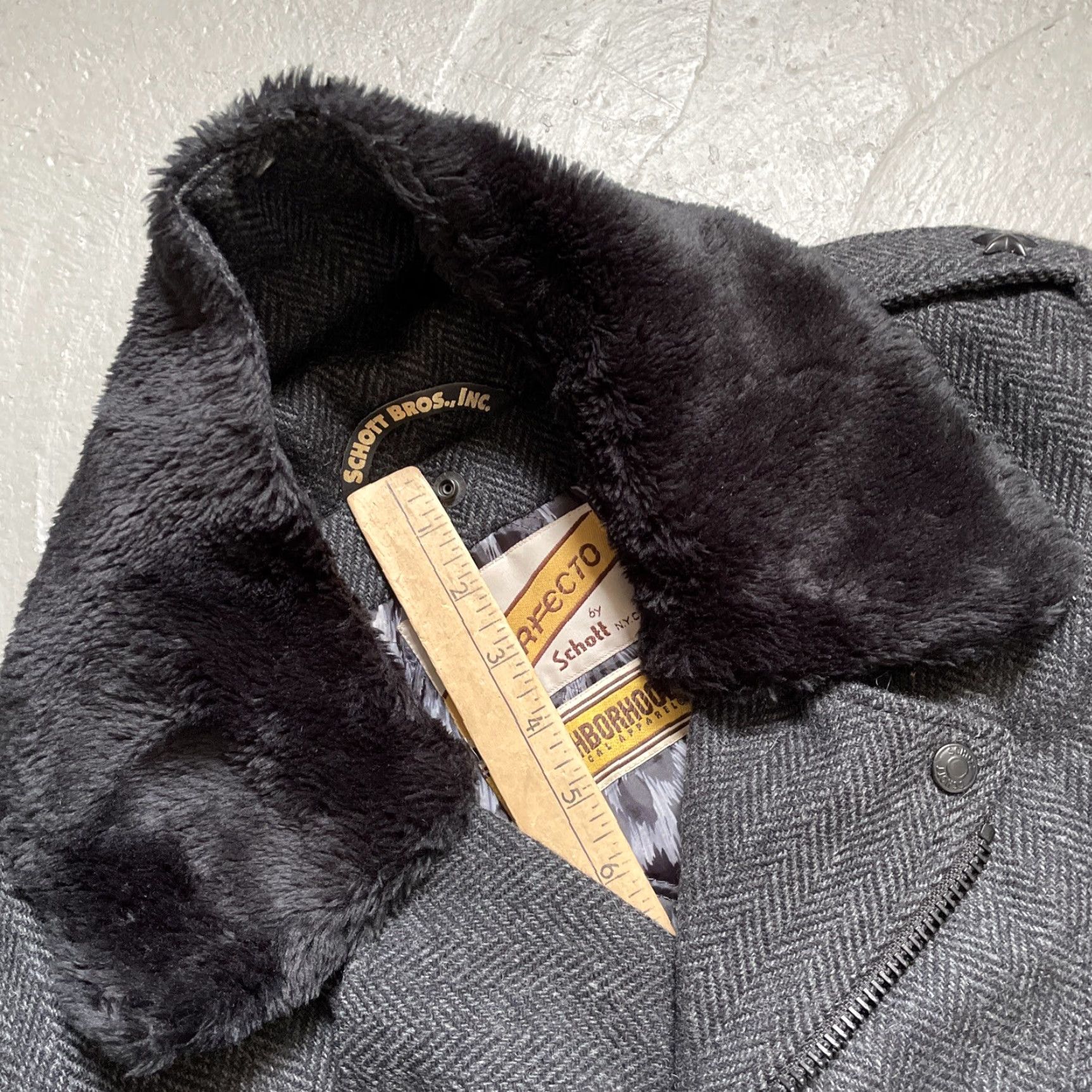 Neighborhood VINTAGE Neighborhood x Schott Perfecto Wool Motorcycle Jacket NBHD Made In Japan 38 Size US XXS / EU 40 - 4 Thumbnail