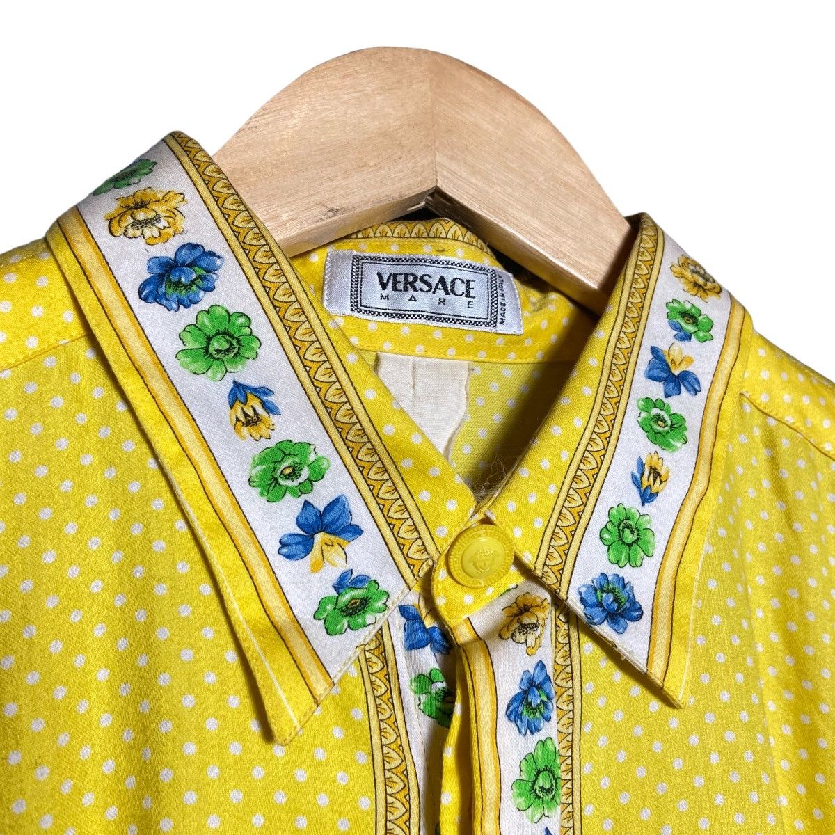 Versace × Vintage Vintage 90s Versace Mare Polka Dot Shirt Size US XL / EU 56 / 4 - 3 Thumbnail