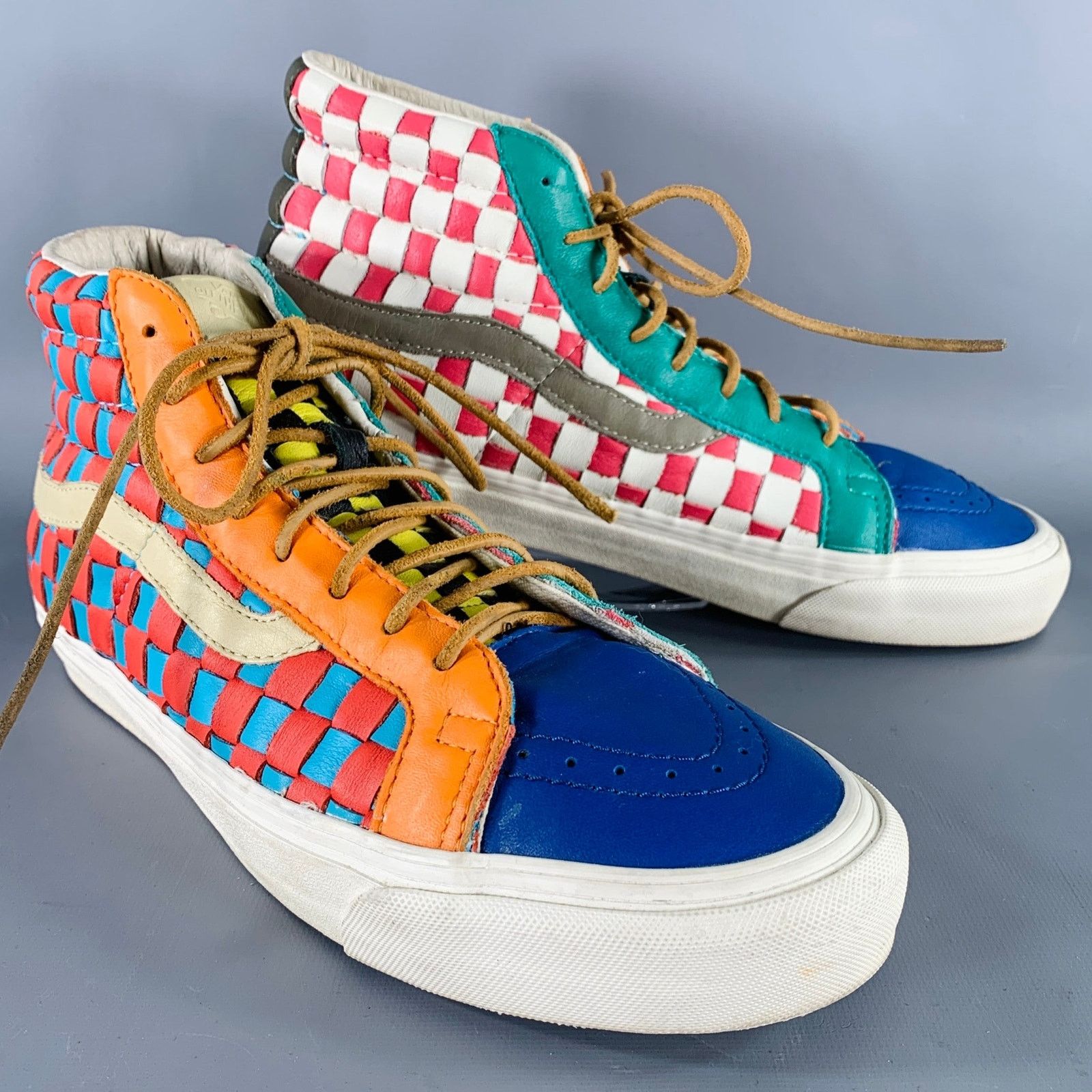 Vans Vans 10 Multi Color Checkered Leather High Top Sneakers Size US 10 / EU 43 - 1 Thumbnail