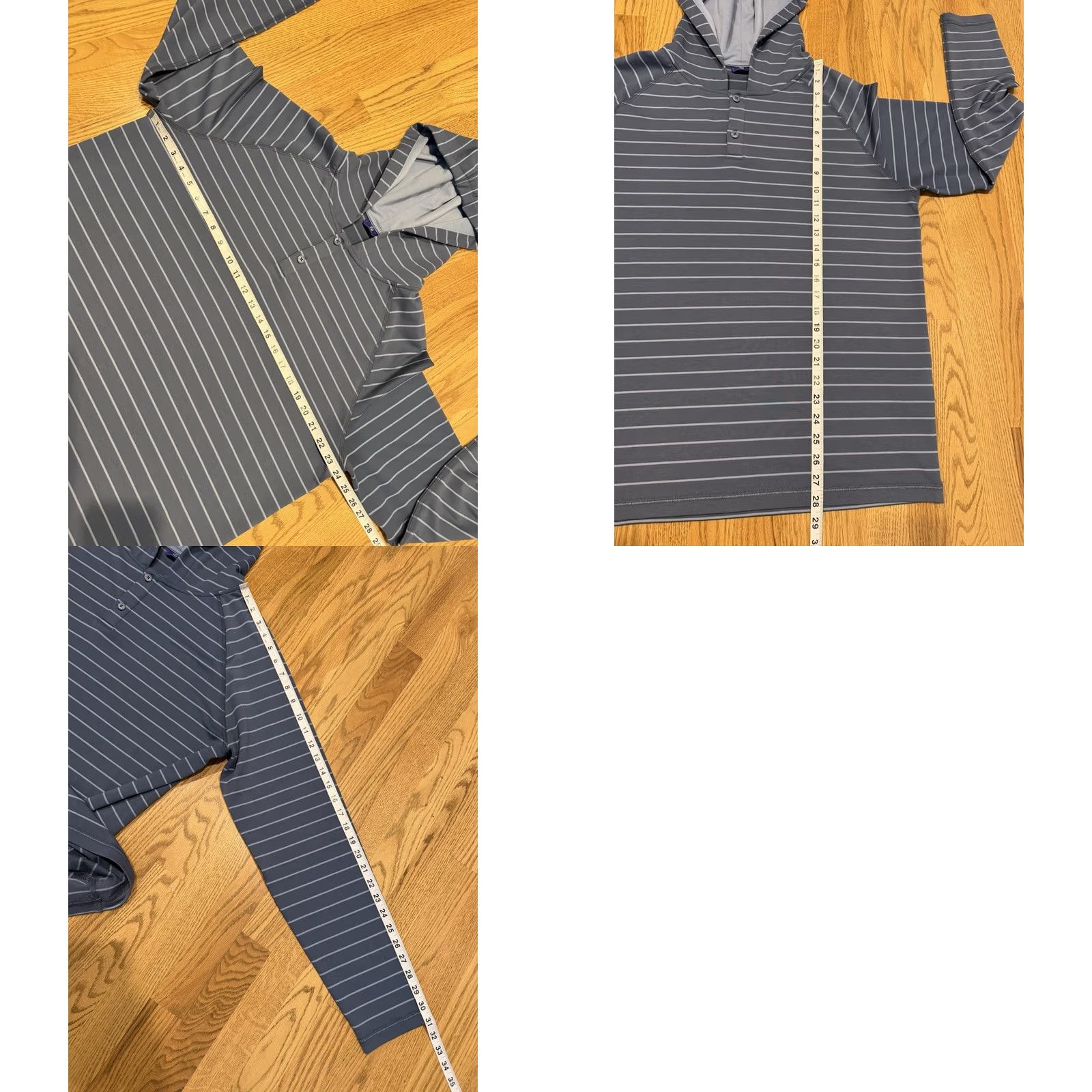 Footjoy FootJoy FJ Henley Hoodie Mens Large Pullover Striped Blue Golf DriRelease Size US L / EU 52-54 / 3 - 8 Thumbnail