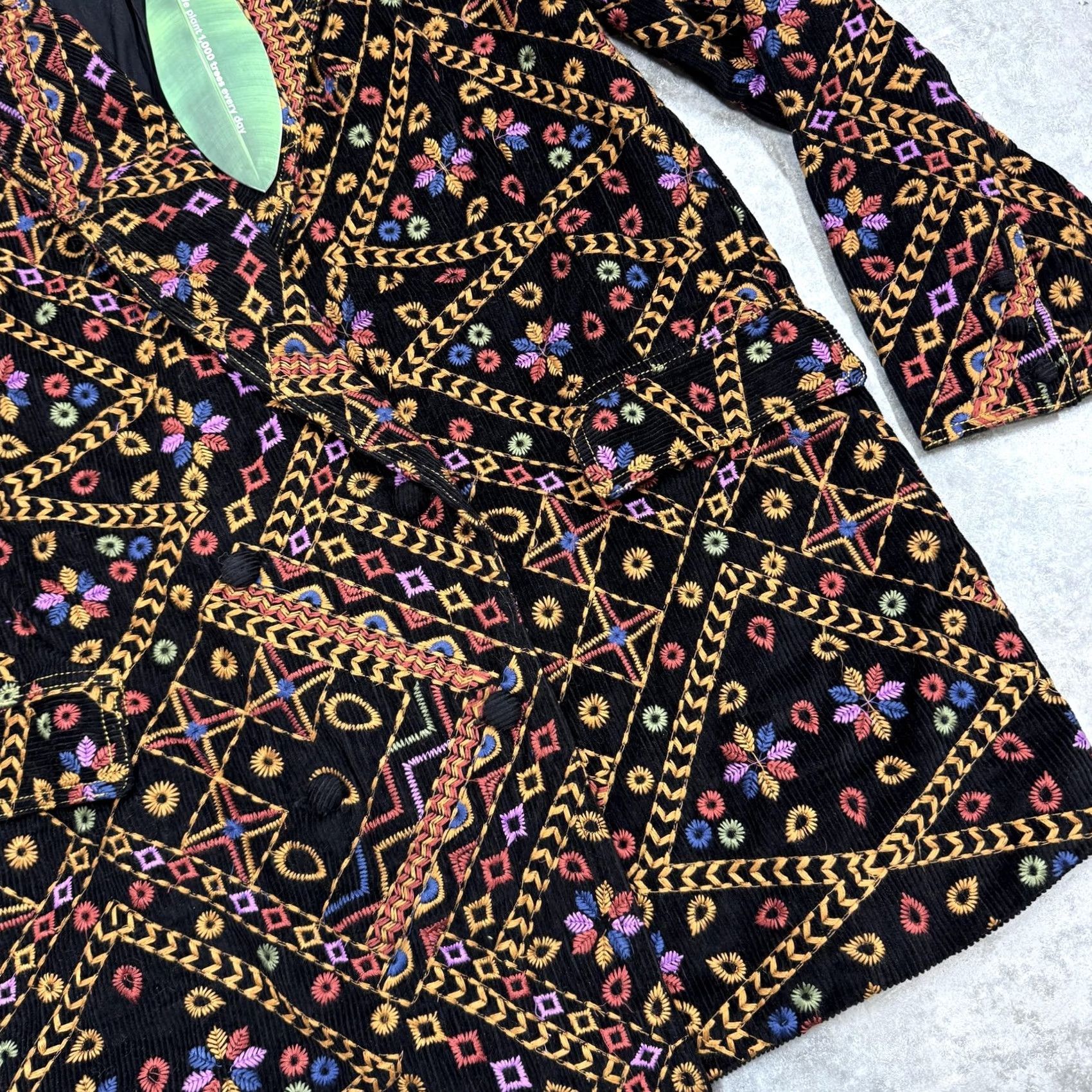 Farm Rio Farm Rio Blazer Womens Medium Multicolor Corduroy Embroidered Geometric Notch Lapel Long Sleeve Long Jacket Dressy Tuxedo Style Size M / US 6-8 / IT 42-44 - 5 Thumbnail