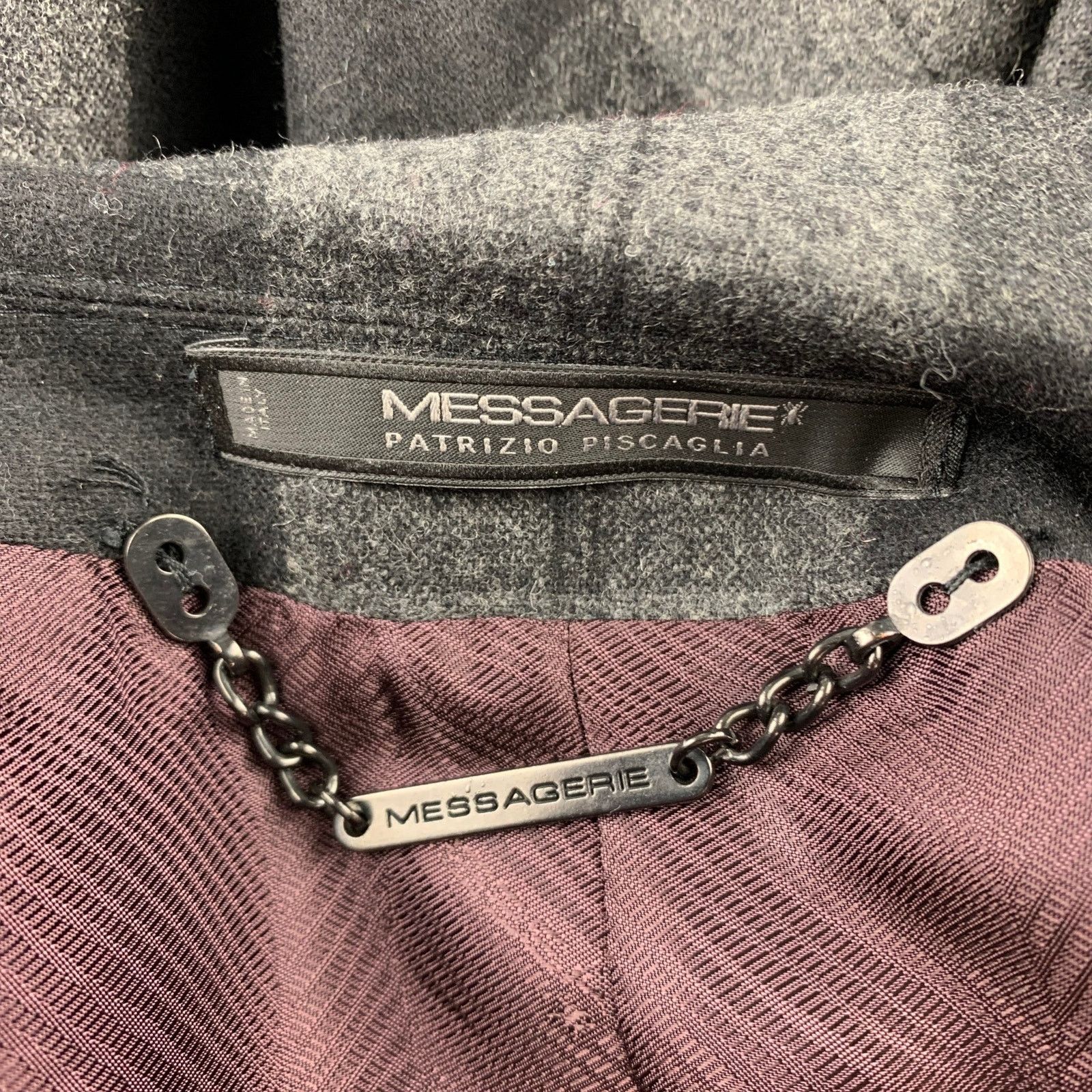 Messagerie Size 36 Grey & Black Plaid Wool Blend Peak Lapel Sport Coat Size 36R - 6 Thumbnail