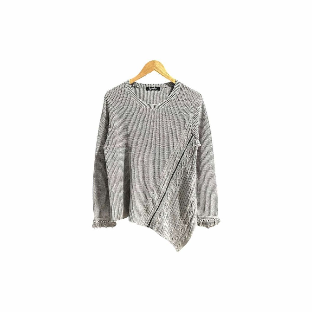 If Six Was Nine × Japanese Brand × Tornado Mart 🔥Sick Y2K Roger & Raw Cable Knit Asymmetric Sweater Zipper Size US M / EU 48-50 / 2 - 1 Thumbnail