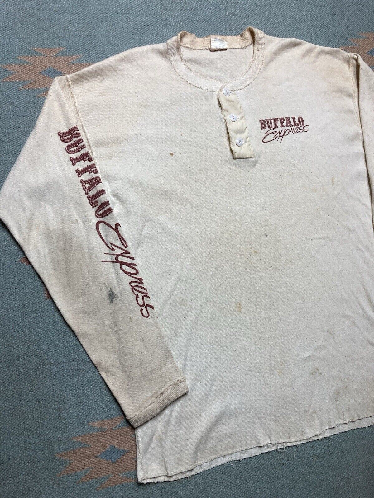 Vintage VTG 70s henley t shirt buffalo express distressed grunge XL Size US XL / EU 56 / 4 - 7 Thumbnail