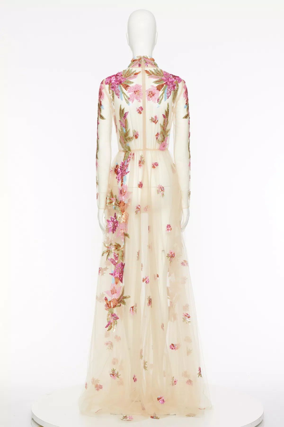 Valentino o1s1wg110625 Embroidered Tulle Illusion Gown in Multicolor Size M / US 6-8 / IT 42-44 - 3 Thumbnail
