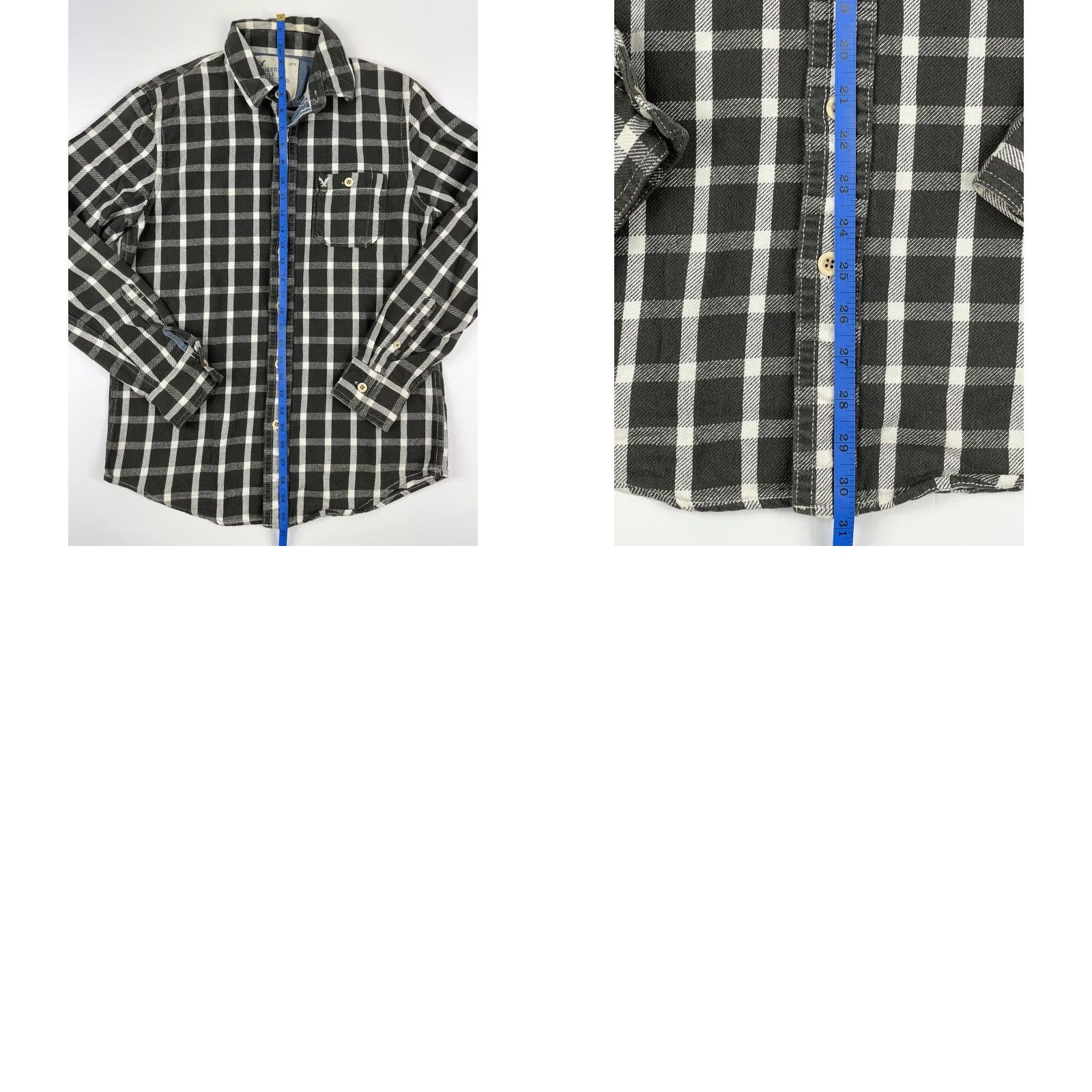 American Eagle Outfitters AE American Eagle Outfitters Mens Button-Down Shirt Flannel Plaid Gray Blue Cotton M Size US M / EU 48-50 / 2 - 8 Thumbnail