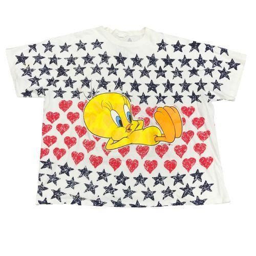 Vintage Vintage 1995 Looney Tunes Tweety All Over Print White Tee Size US XXL / EU 58 / 5 - 1 Thumbnail