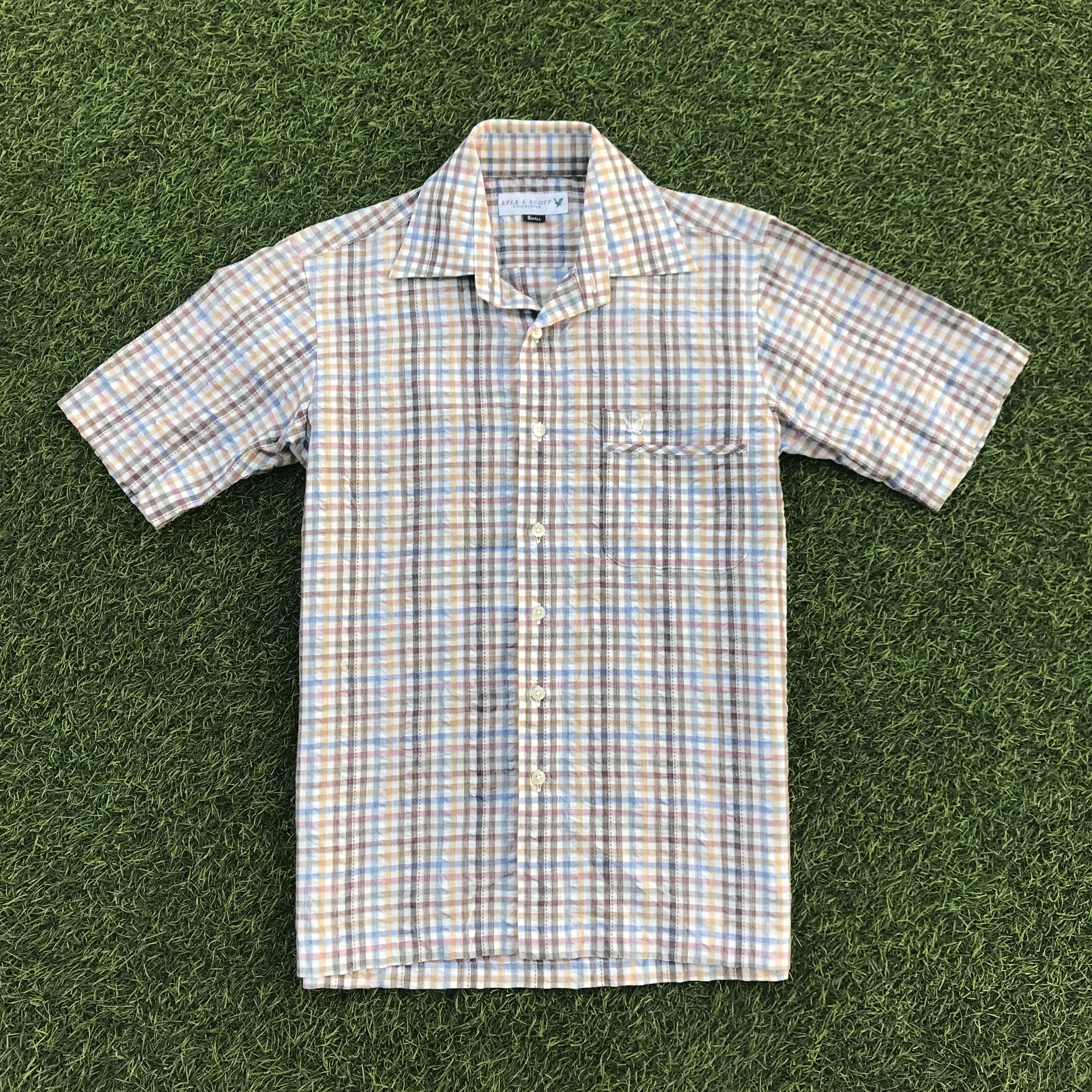 Lyle & Scott × Vintage Vintage Lyle And Scott open colar Shirt short sleeve Size US S / EU 44-46 / 1 - 15 Thumbnail