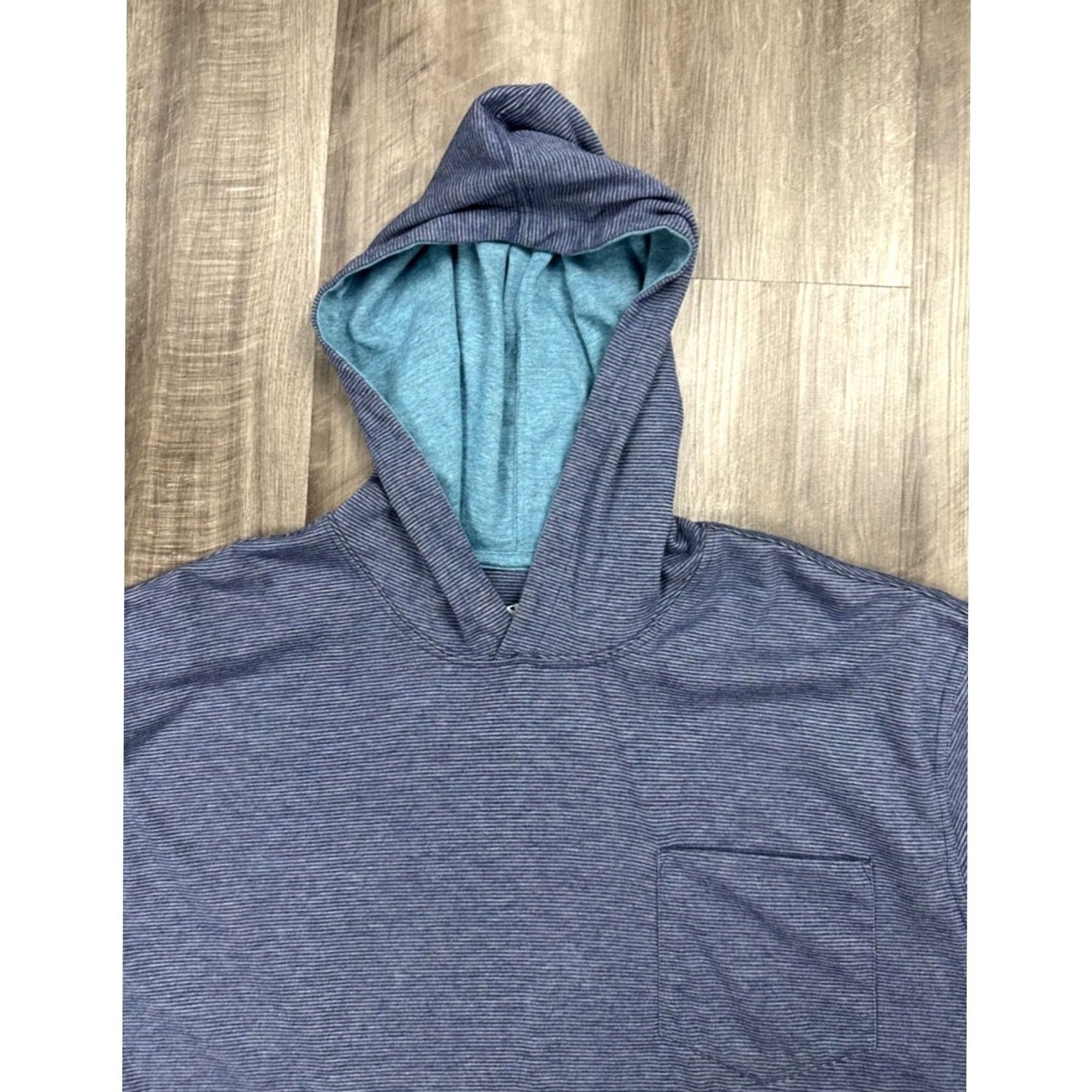 johnnie-O johnnie-O Gunnar Twilight Striped Long Sleeve Hooded Tee 2XL Navy Blue Hoodie Mens Size US XXL / EU 58 / 5 - 6 Thumbnail