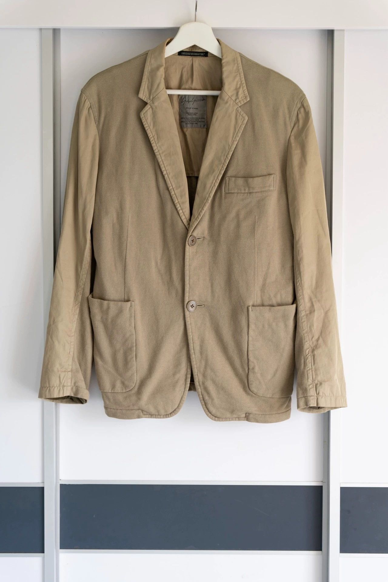 Yohji Yamamoto Yohji Yamamoto 12SS Khaki Paneled Cotton Blazer Size US S / EU 44-46 / 1 - 1 Thumbnail