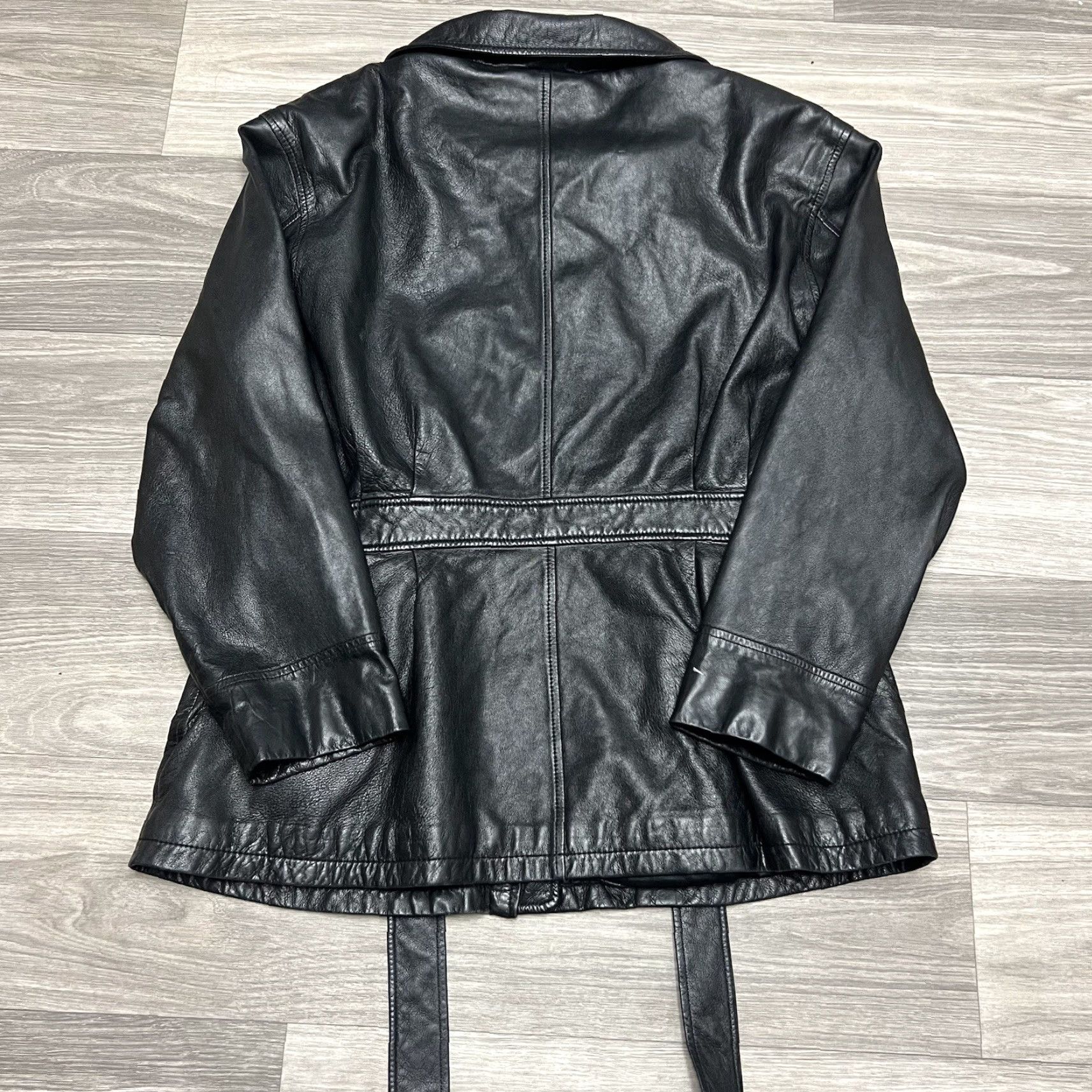 Vintage VINTAGE Leather Jacket Women XL Black Belted Full Zip Up Work Lambskin Soft Jacket Coat Size XL / US 12-14 / IT 48-50 - 3 Thumbnail