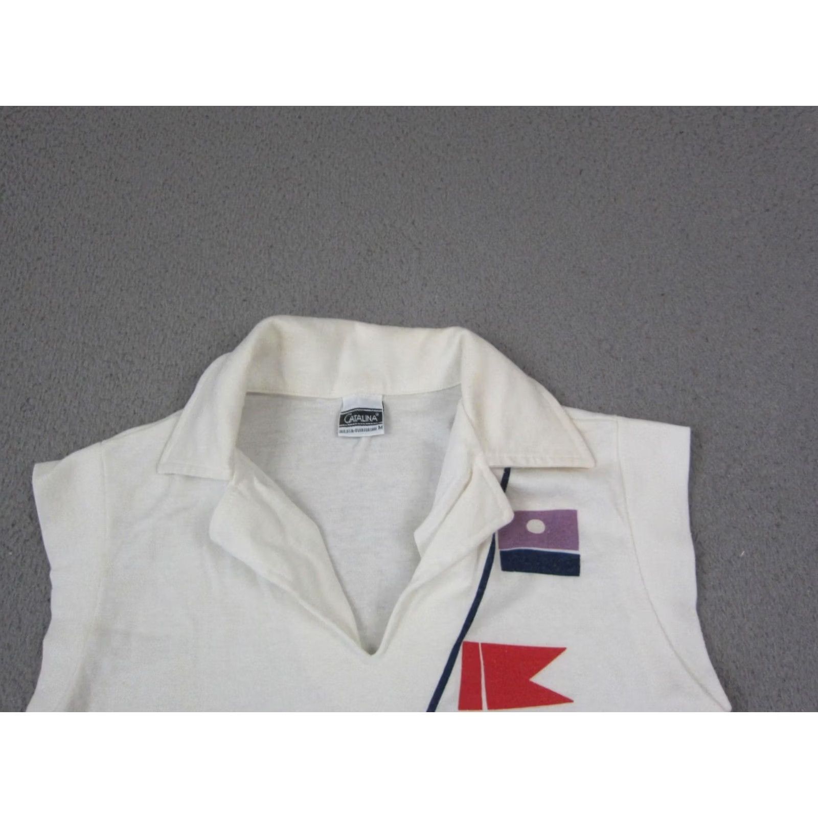 Catalina Vintage Catalina Polo Shirt Womens Medium White Golf Flags Made in USA Active Size M / US 6-8 / IT 42-44 - 2 Thumbnail