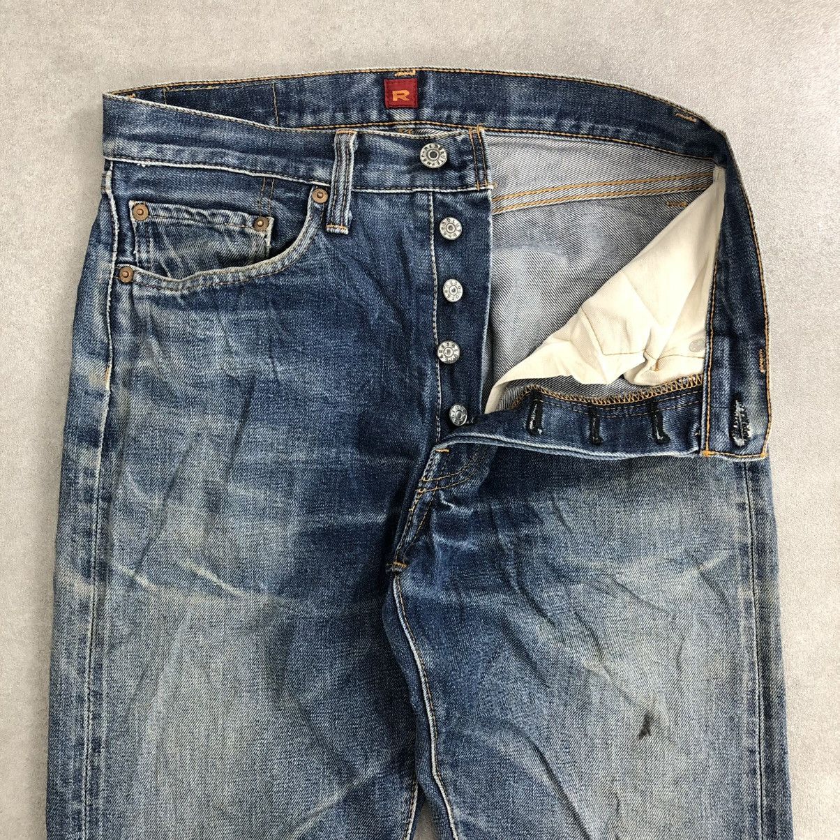 Japanese Brand 🇯🇵 Vintage Resolute 710 Japan Distressed Faded Selvedge Jeans Size US 30 / EU 46 - 4 Thumbnail