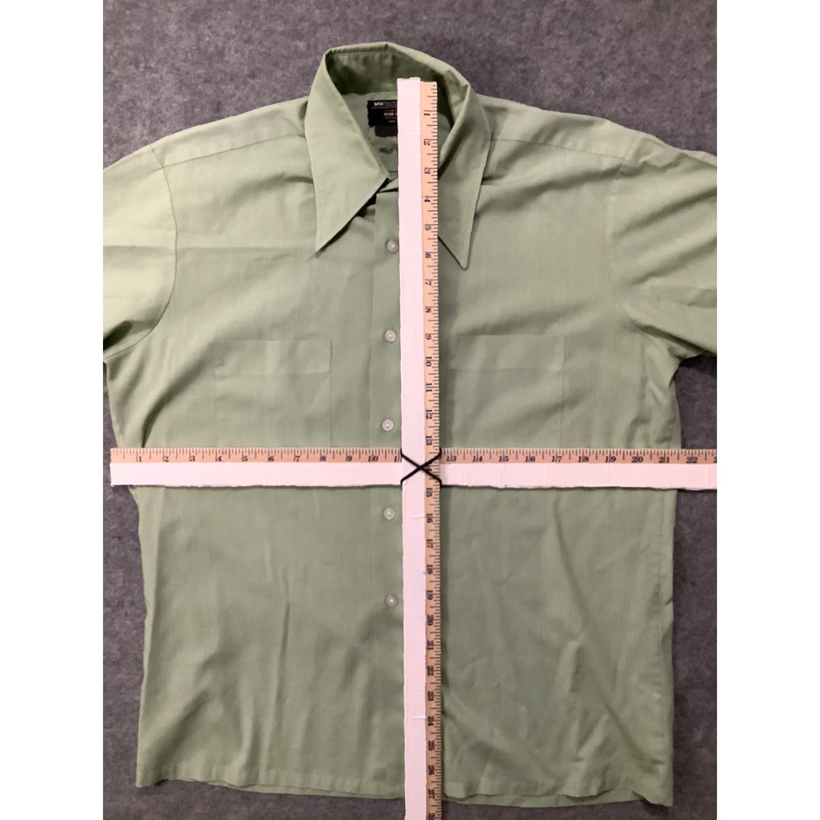 JCPenney Men's TownCraft Jcpenny Penn Prest M Vintage Green Short Sleeve Button Up Shirt Size US M / EU 48-50 / 2 - 8 Thumbnail