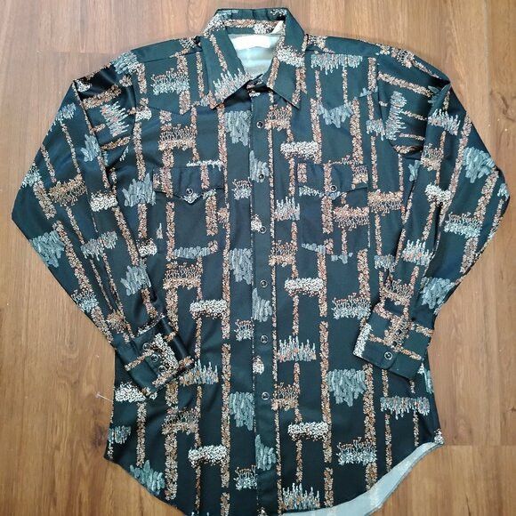 Wrangler Vintage 70s Wrangler Pearl Snap Western Shirt Polyester Size US M / EU 48-50 / 2 - 2 Thumbnail