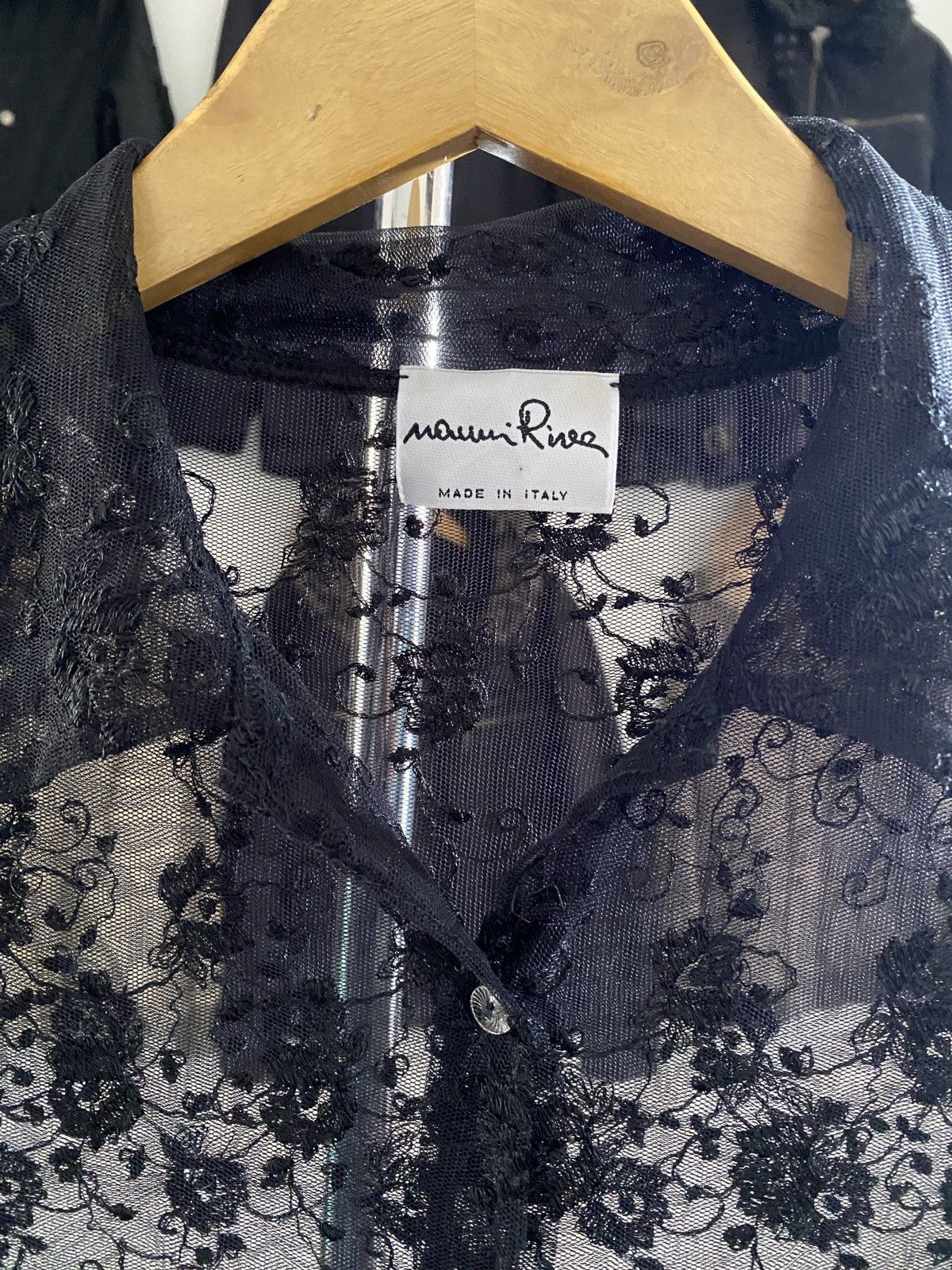 Mauri Riva Italian Designer Lace Shirt Sheer Floral Archive