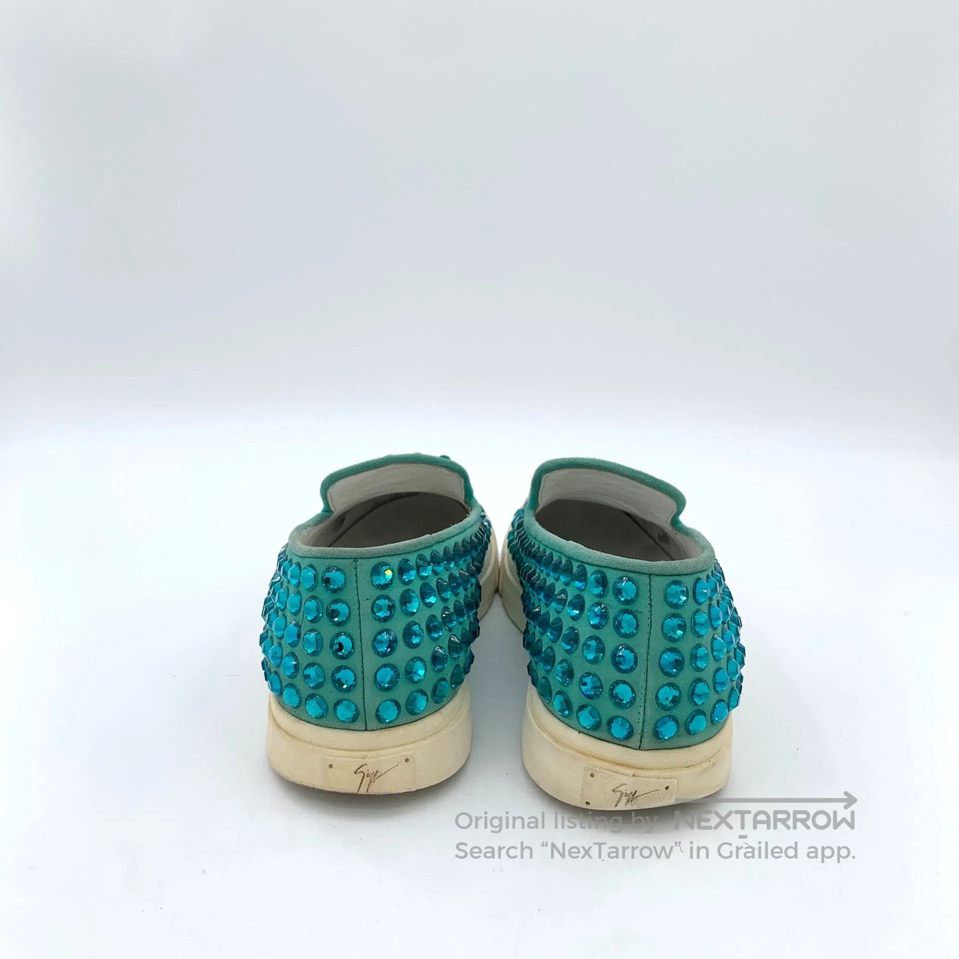 Giuseppe Zanotti Giuseppe Zanotti Green Full Crystal Casual Flat Loafers Lo Size US 7 / IT 37 - 4 Thumbnail