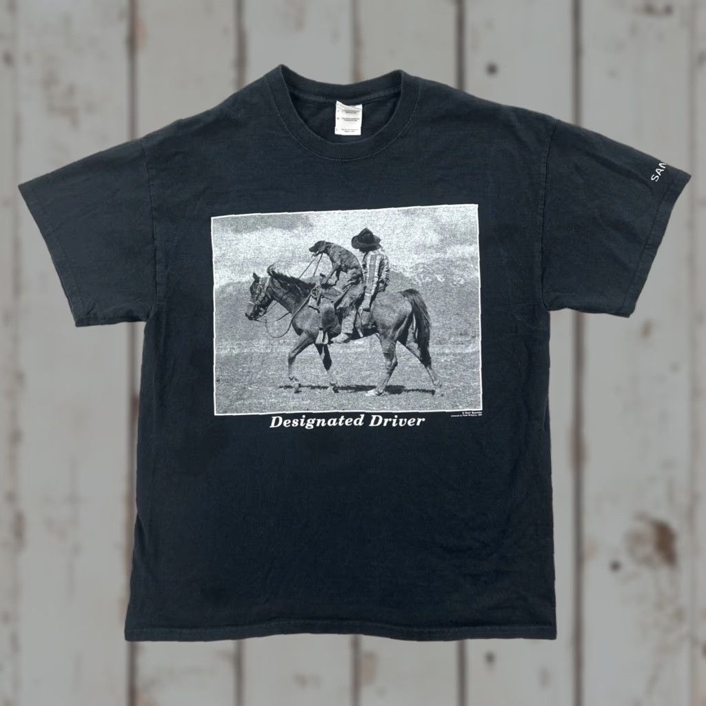 Gildan VINTAGE Gildan Mens Large Black T Shirt Designated Driver Drunk Cowboys Dog Tee Size US L / EU 52-54 / 3 - 1 Thumbnail